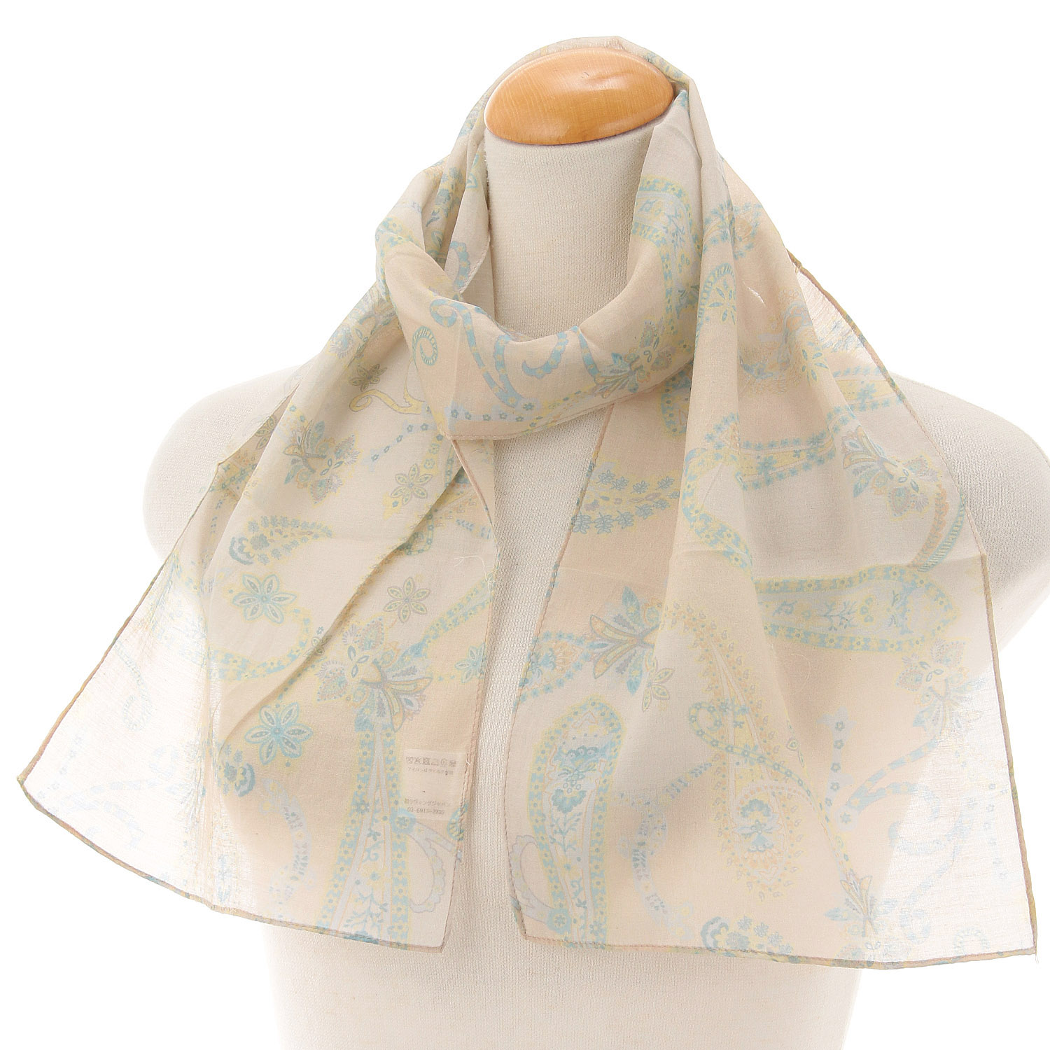 インド コットンシルクストール ペイズリー - 画像1