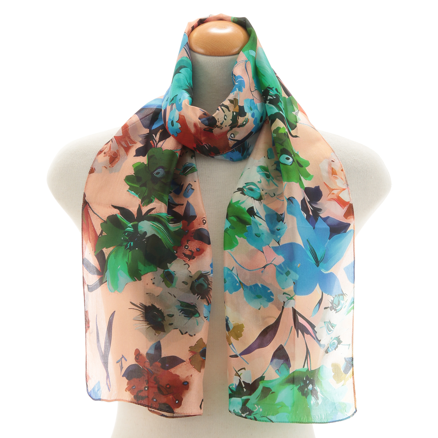 インド製 シルク花柄ストール - 画像2