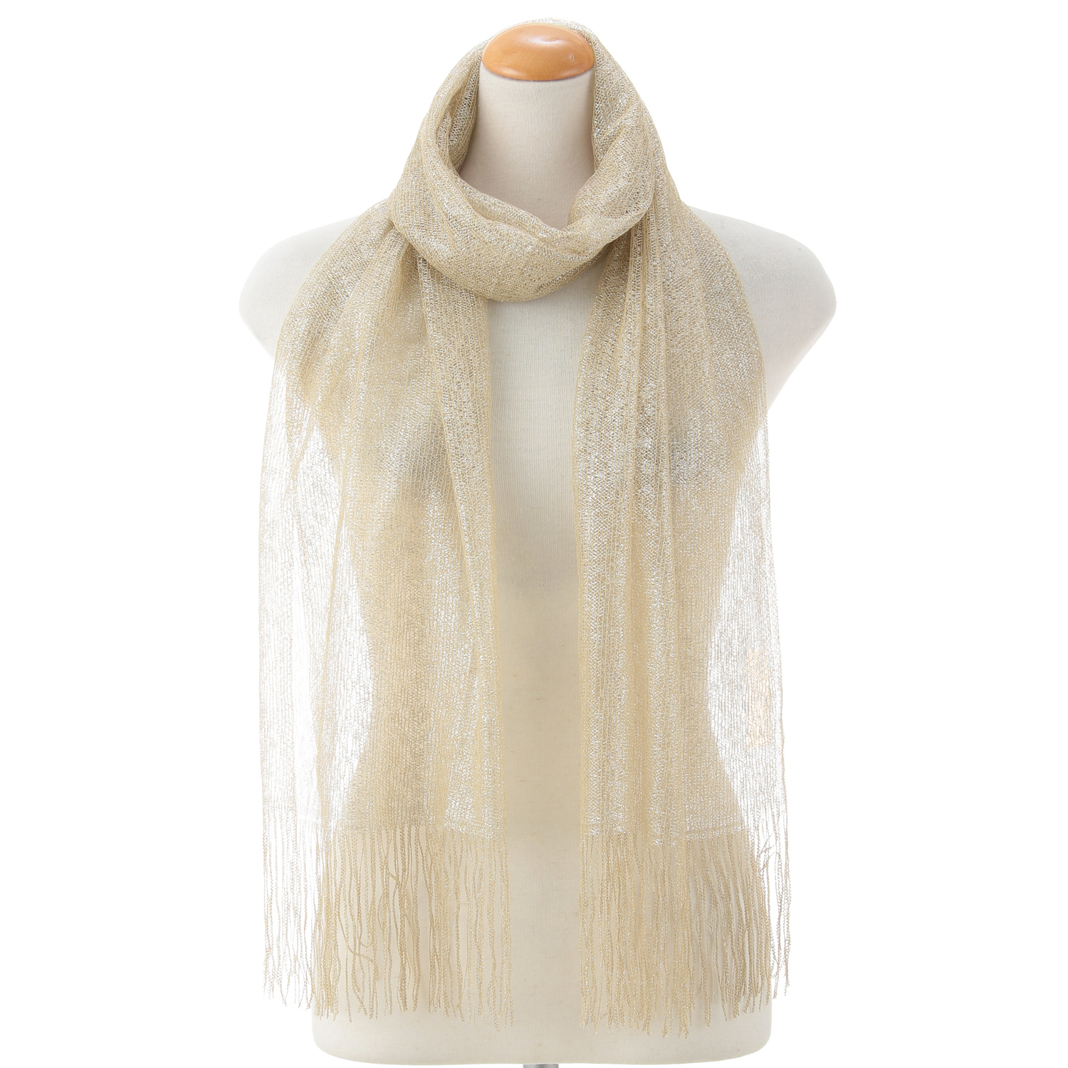 日本製 ラメ入りバラボーダー柄ストール - 画像4