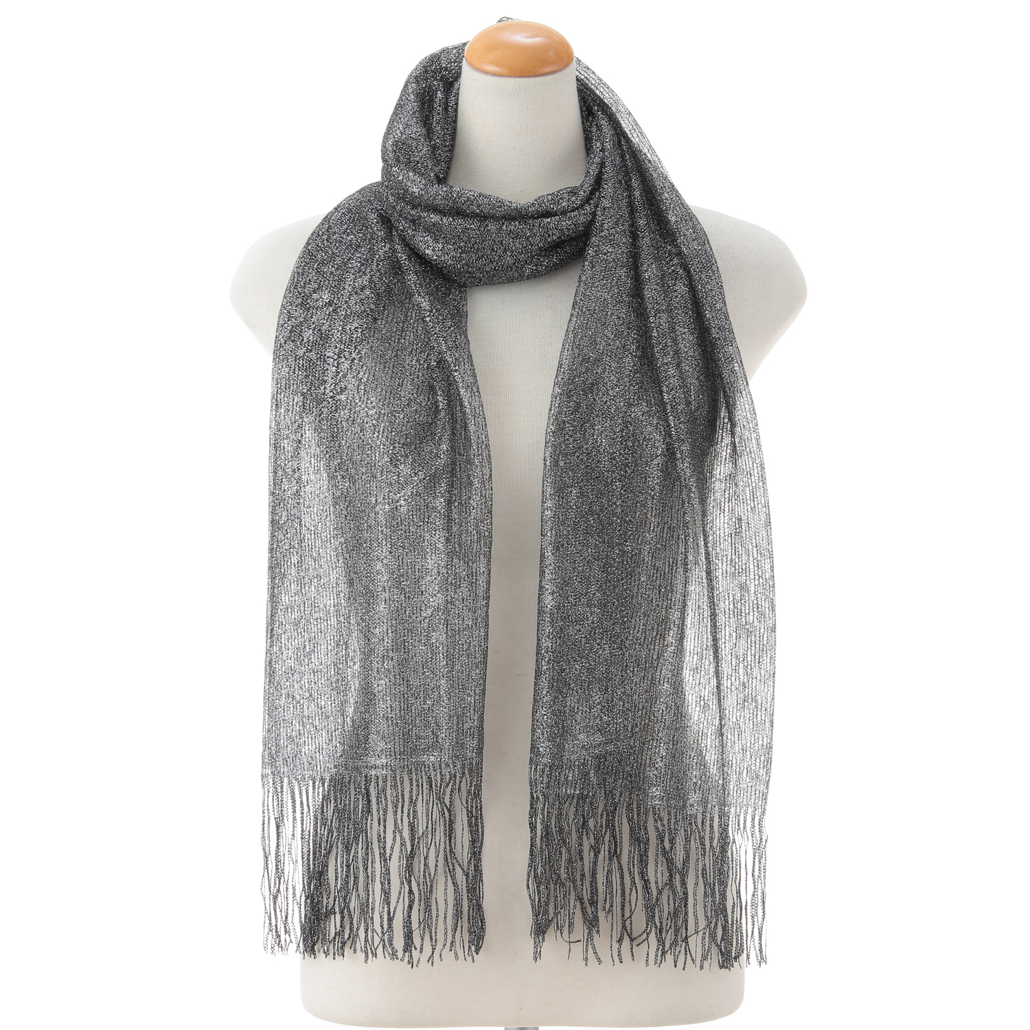 日本製 ラメ入りバラボーダー柄ストール