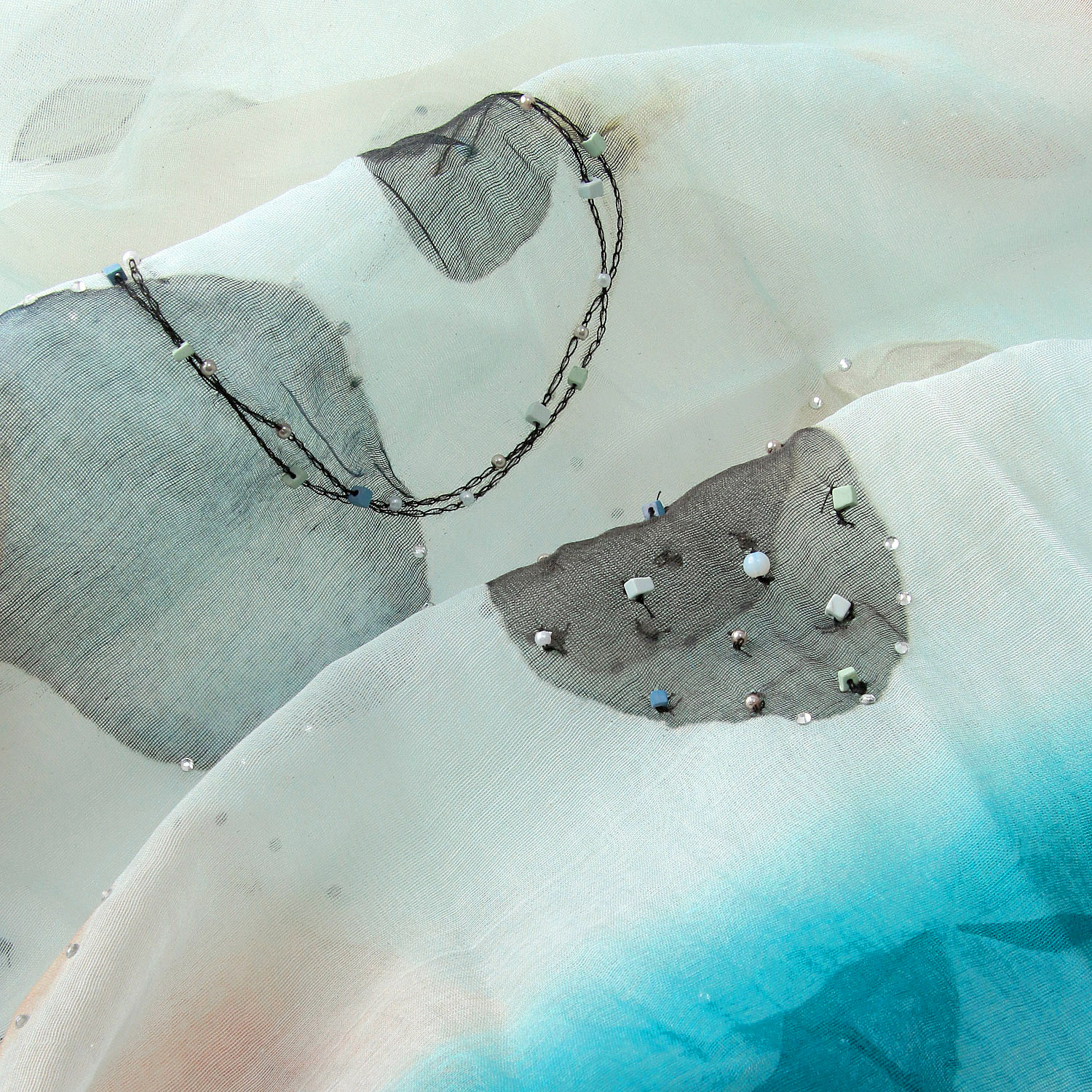 インド製 綿シルクアートストール - 画像3