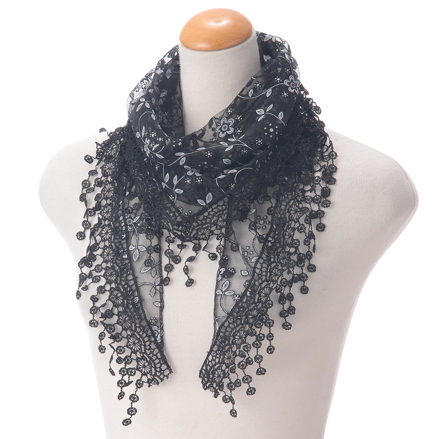 【シルバーグレー、ブラック終了】三角レースストール - 画像3