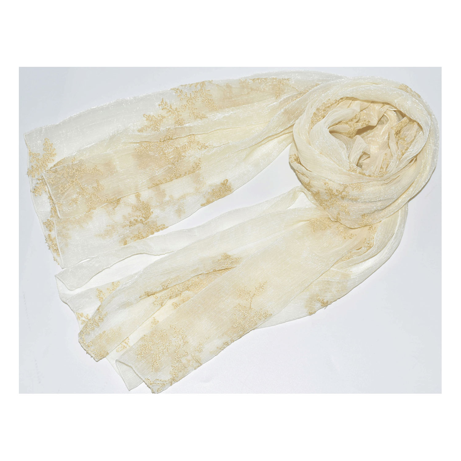 ポリエステルオーガンジーストール リーフ刺繍 - 画像10