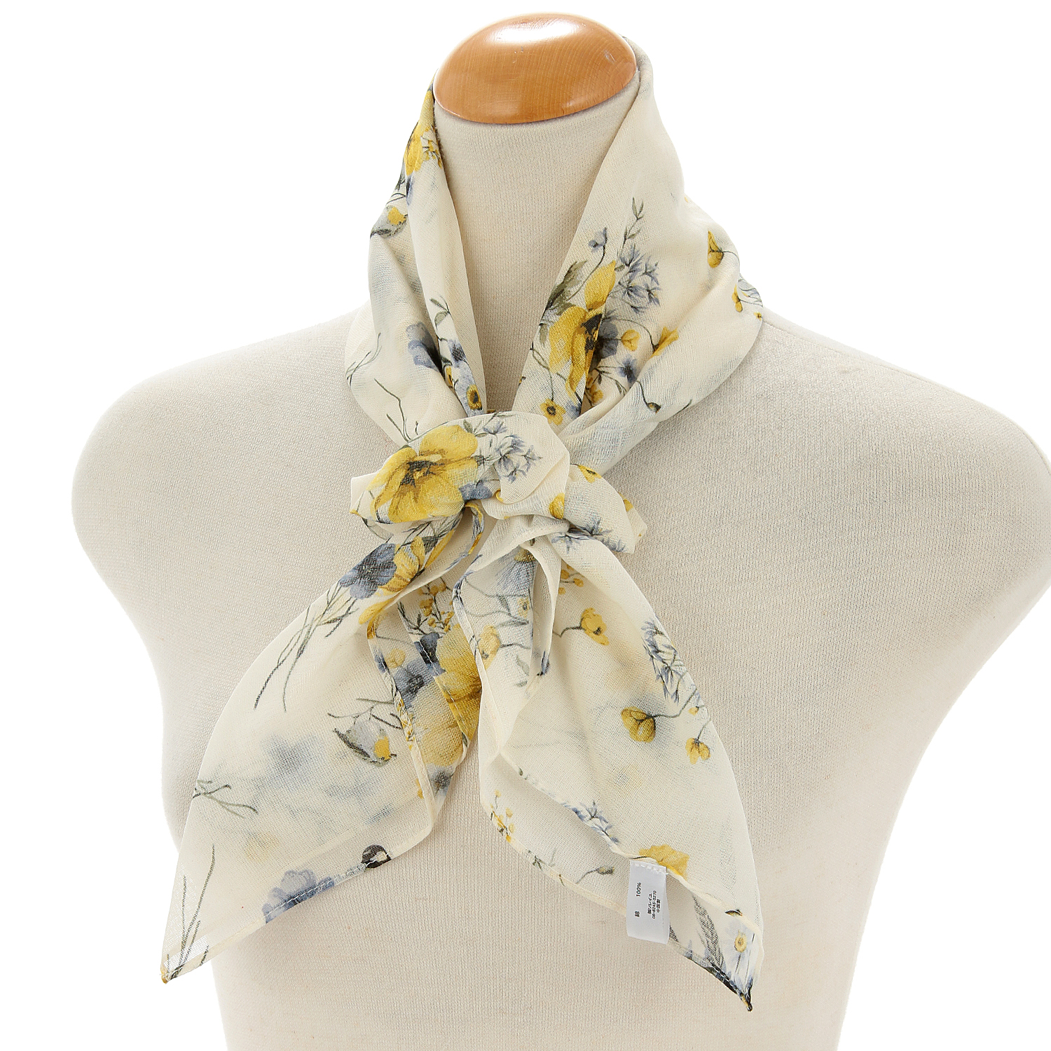 コットンUVシュシュ付きスカーフ ブーケ柄 - 画像2