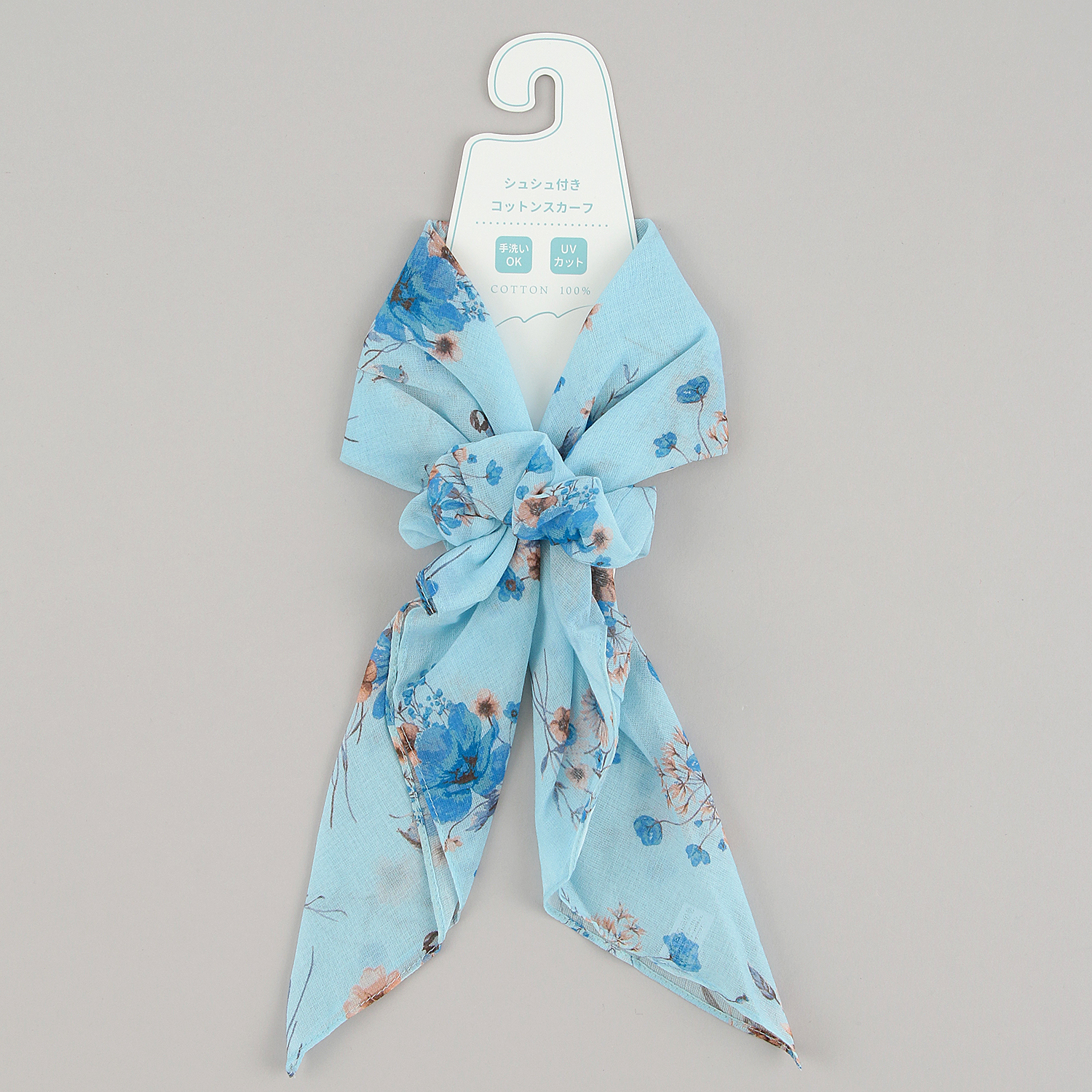 コットンUVシュシュ付きスカーフ ブーケ柄 - 画像6