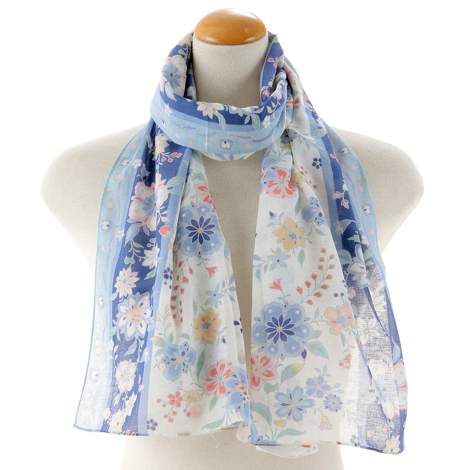 日本製 ガーゼチーフ 花唐草 - 画像1