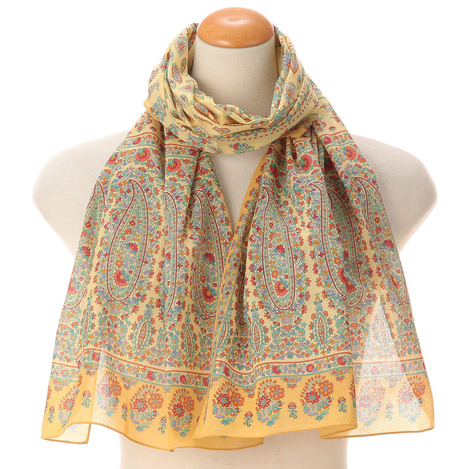 日本製 綿ローンロングスカーフ ペイズリー - 画像2