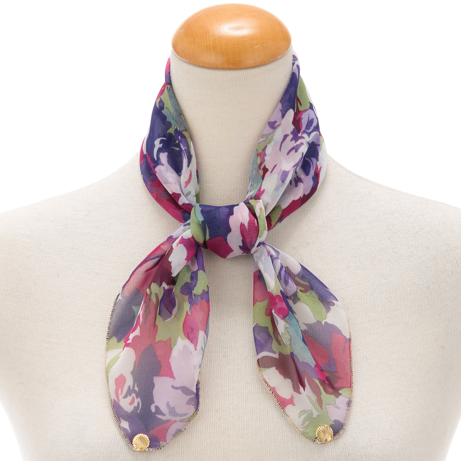 日本製 プリントポリエステルシフォンスカーフ 52×52 - 画像4