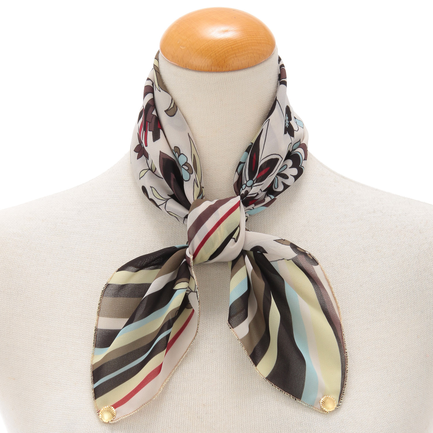 日本製 プリントポリエステルシフォンスカーフ 52×52 - 画像6