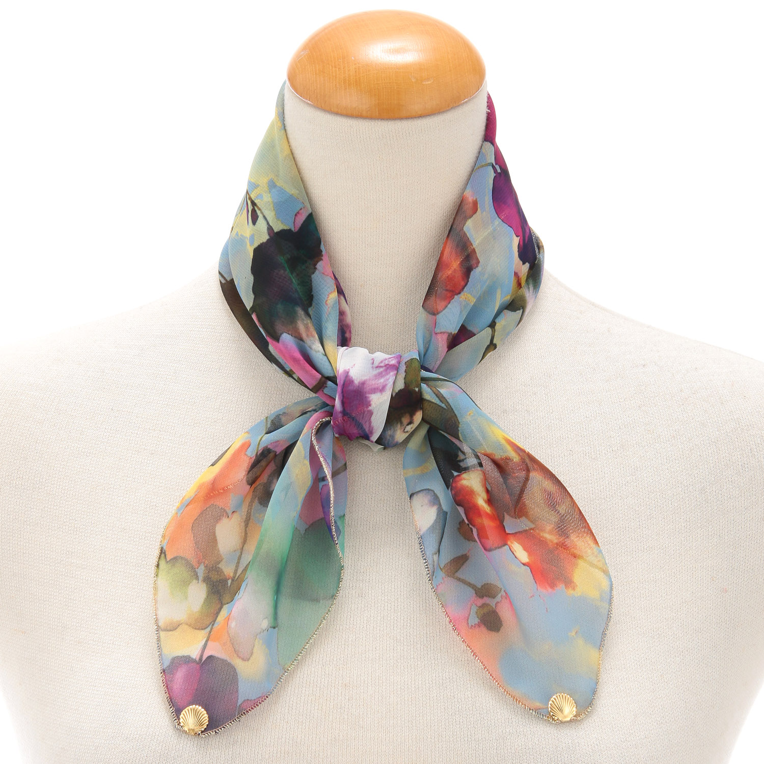 日本製 プリントポリエステルシフォンスカーフ 52×52 - 画像8