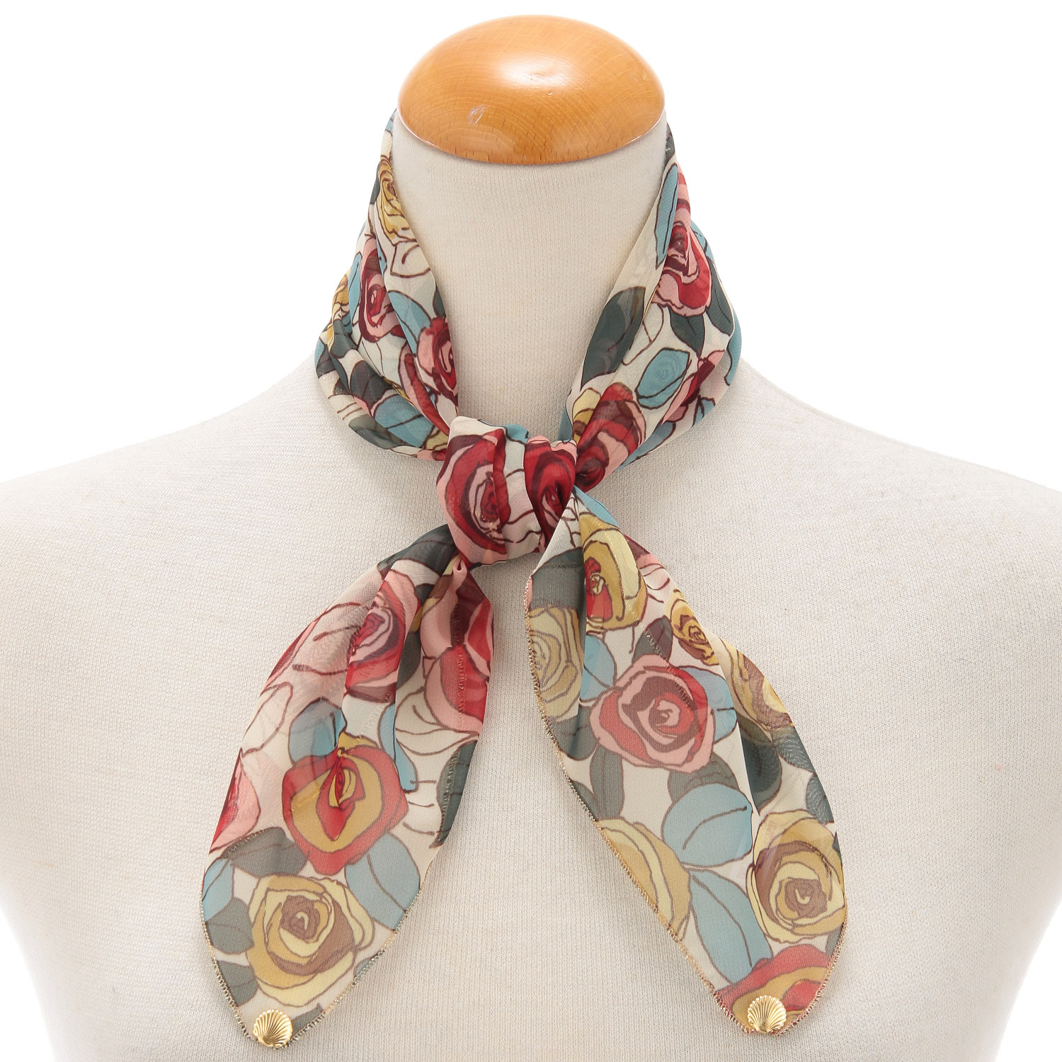 日本製 プリントポリエステルシフォンスカーフ 52×52 - 画像1