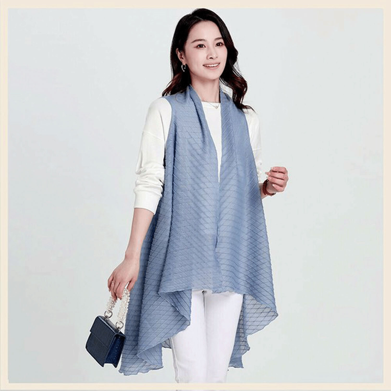 2way格子柄ストール - 画像1