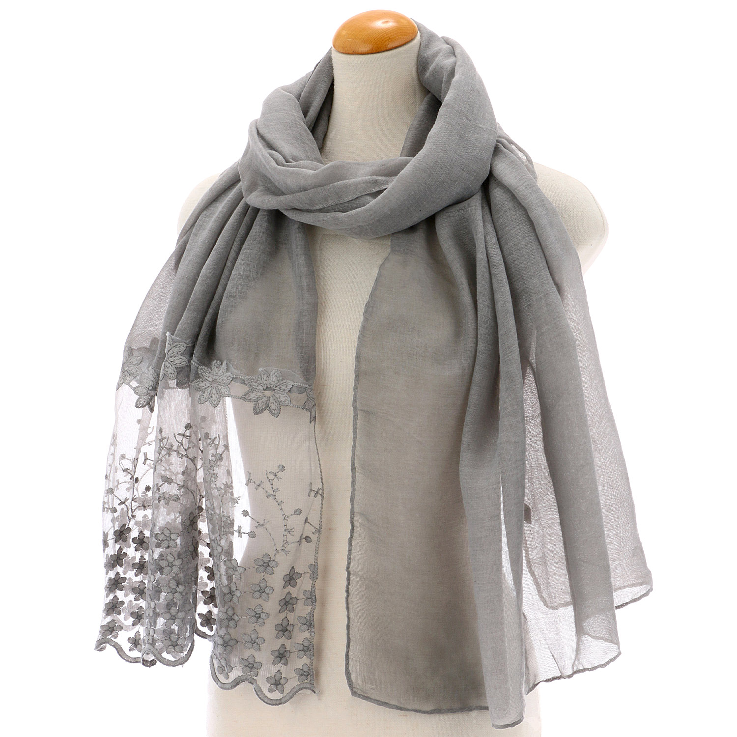 小花刺繍切替ストール - 画像2