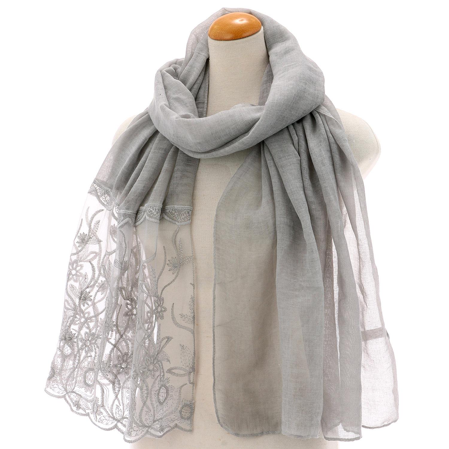 フラワー刺繍切替ストール - 画像2