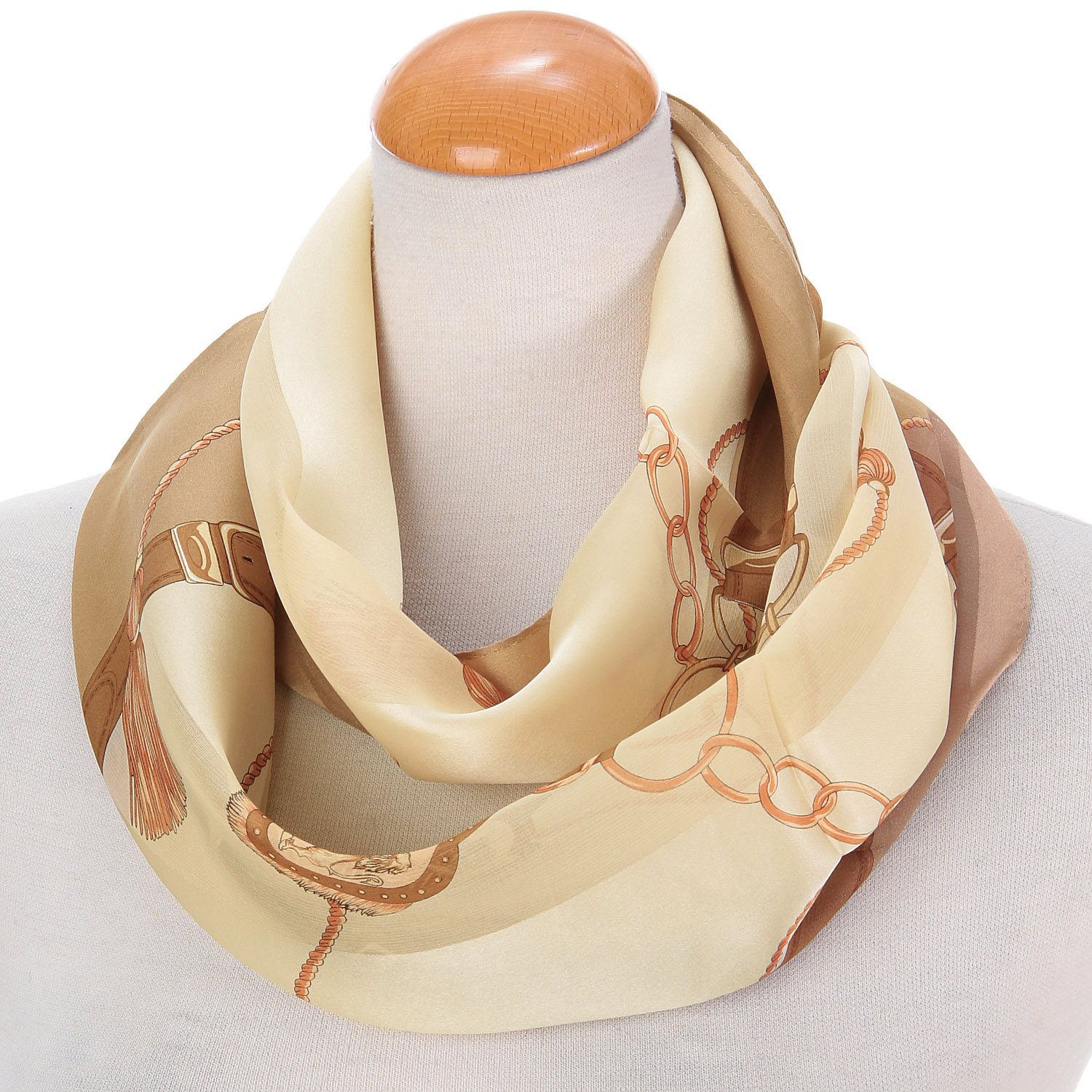 日本製 シルクサテンストライプループスカーフ クレスト - 画像2