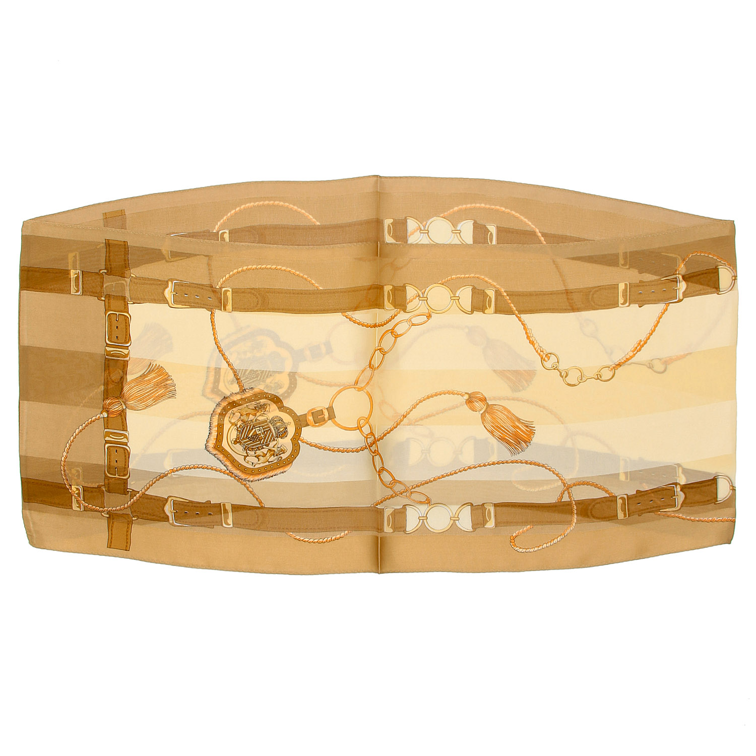 日本製 シルクサテンストライプループスカーフ クレスト - 画像3