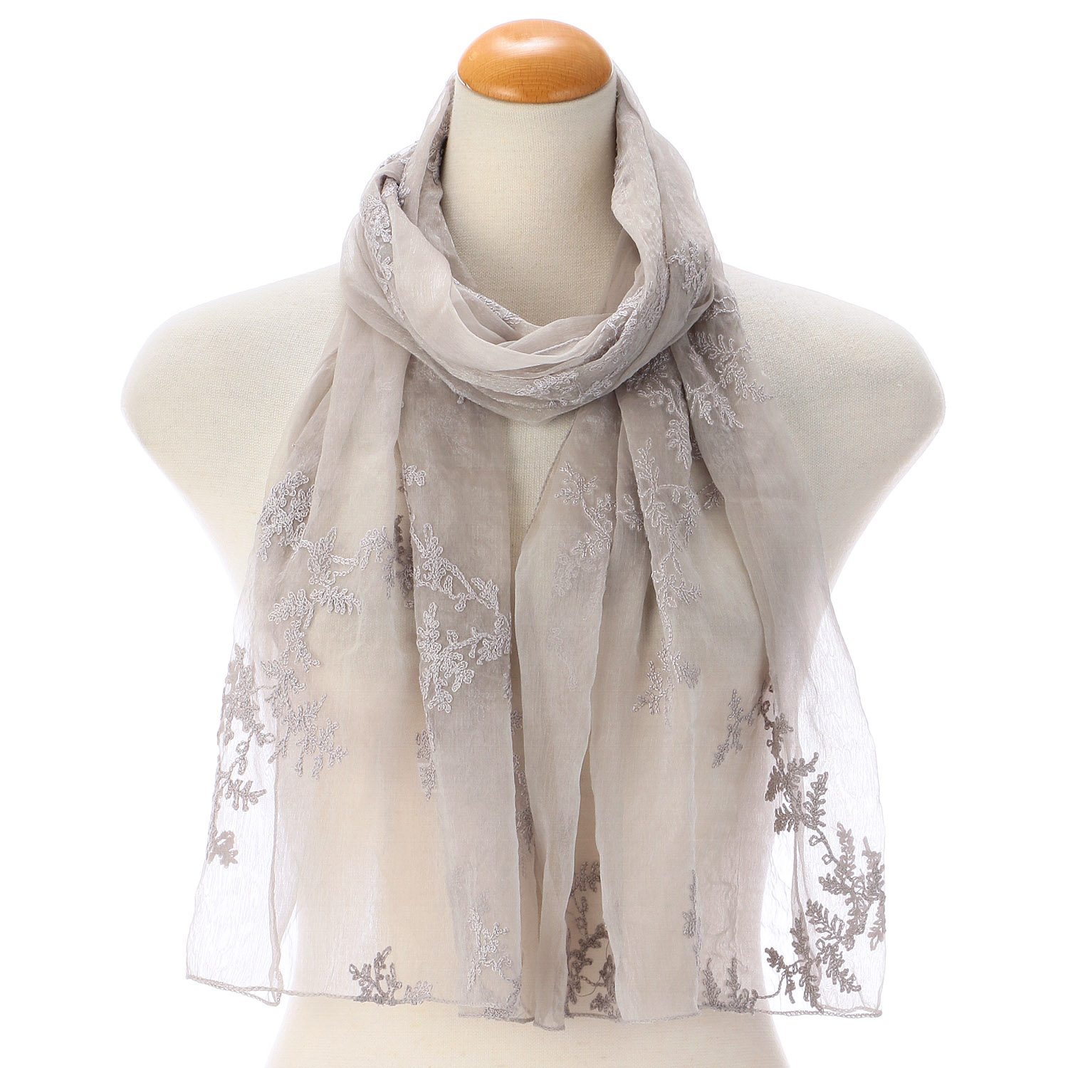 リーフ刺繍ストール - 画像2