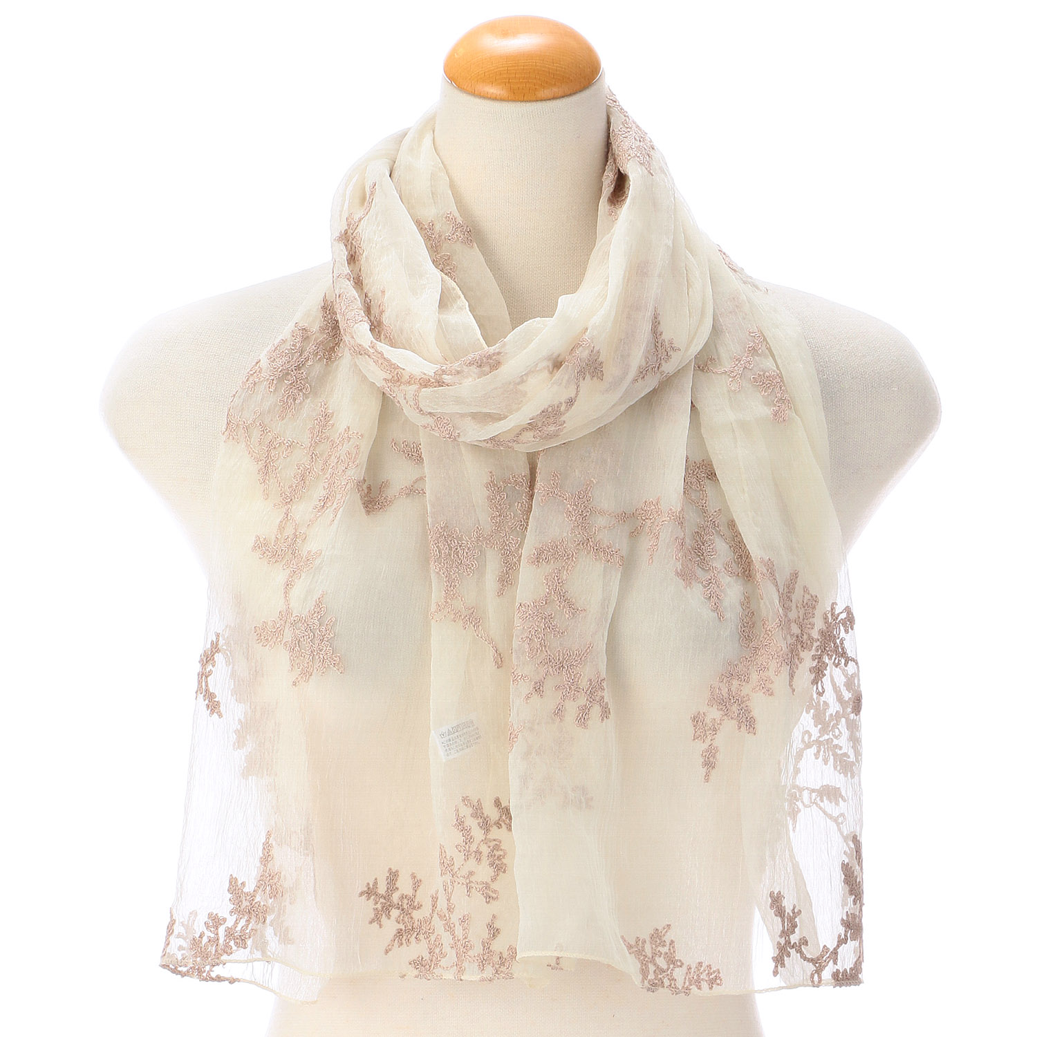 【ネイビーブルー終了】リーフ刺繍ストール - 画像4