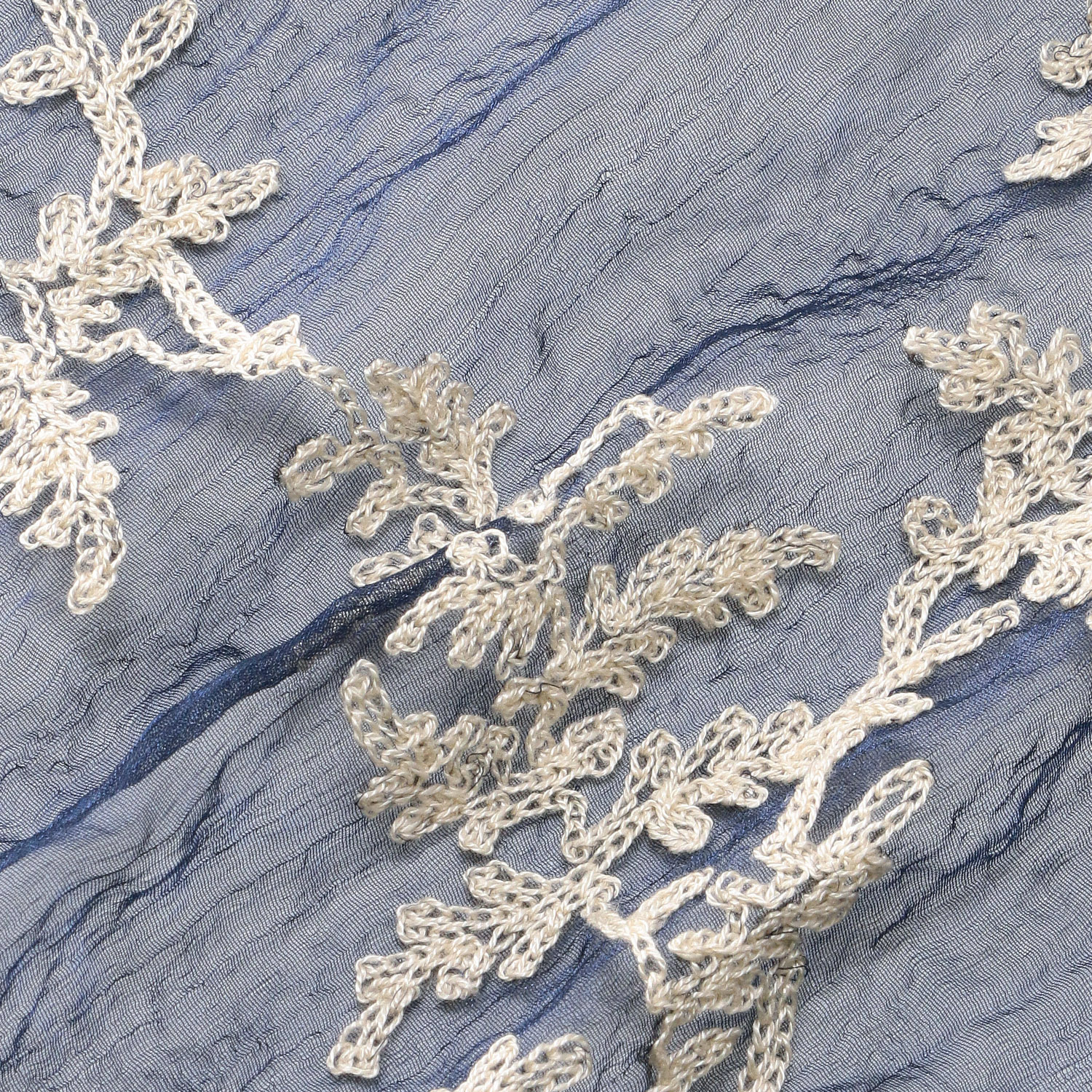 【ネイビーブルー終了】リーフ刺繍ストール - 画像7