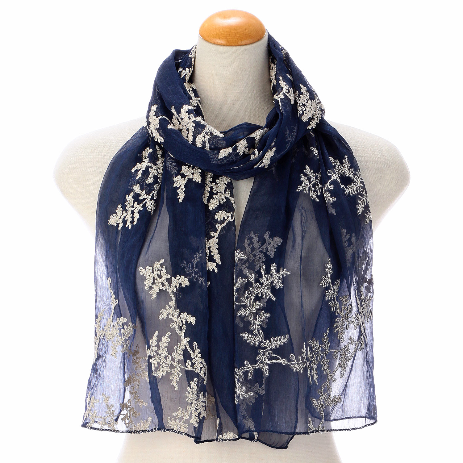 リーフ刺繍ストール