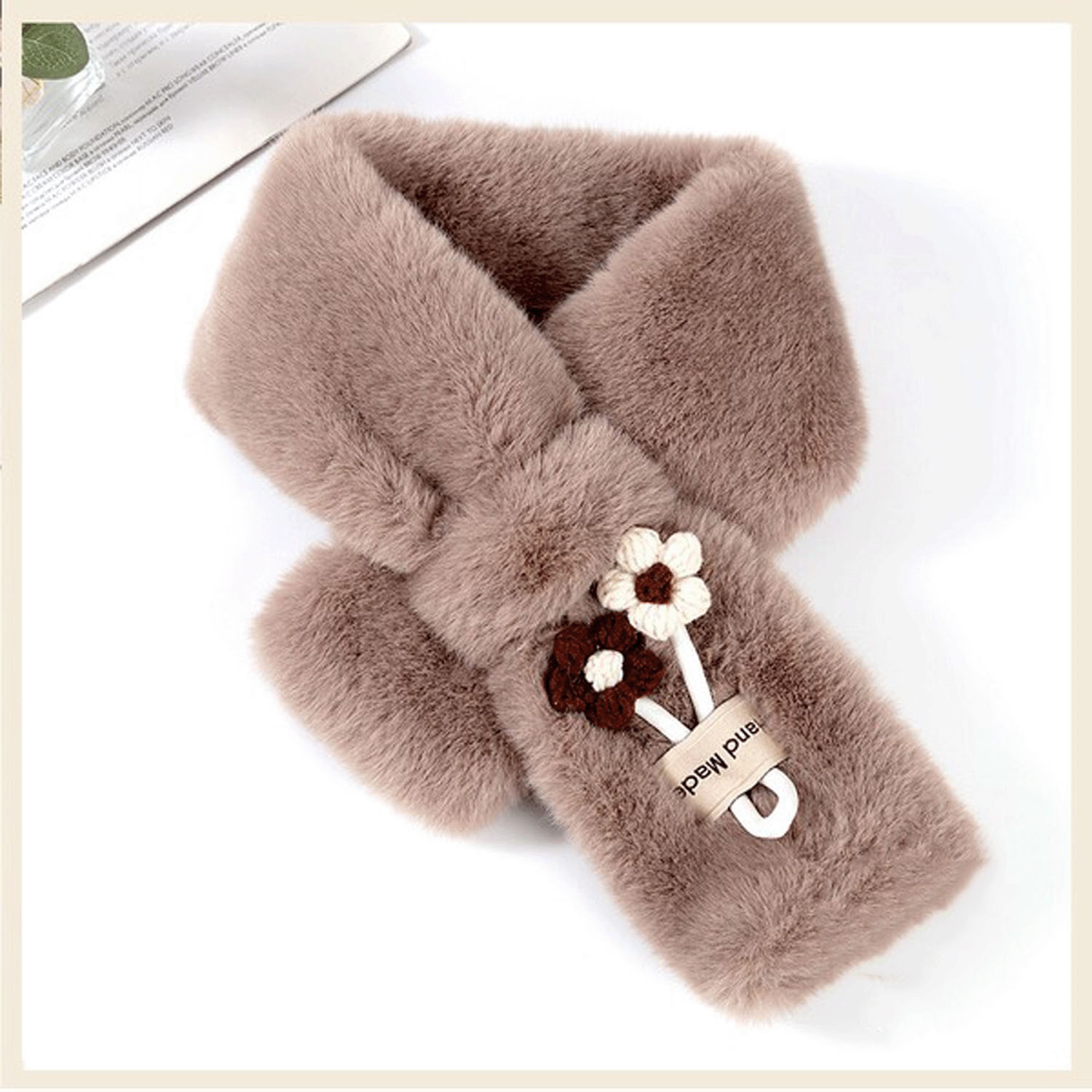 花モチーフエコファーマフラー