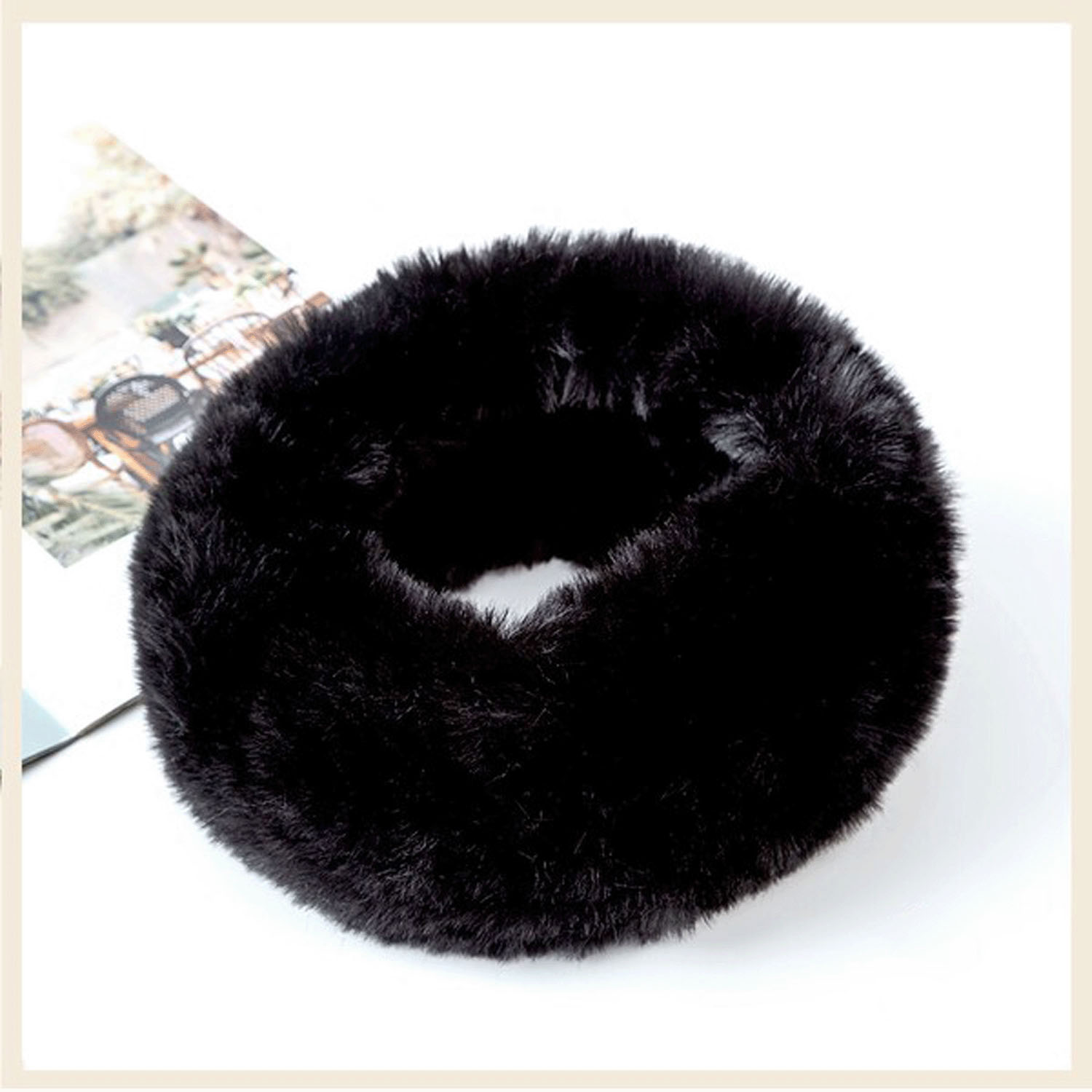 【チャコール、ベージュ終了】エコファースヌード - 画像4