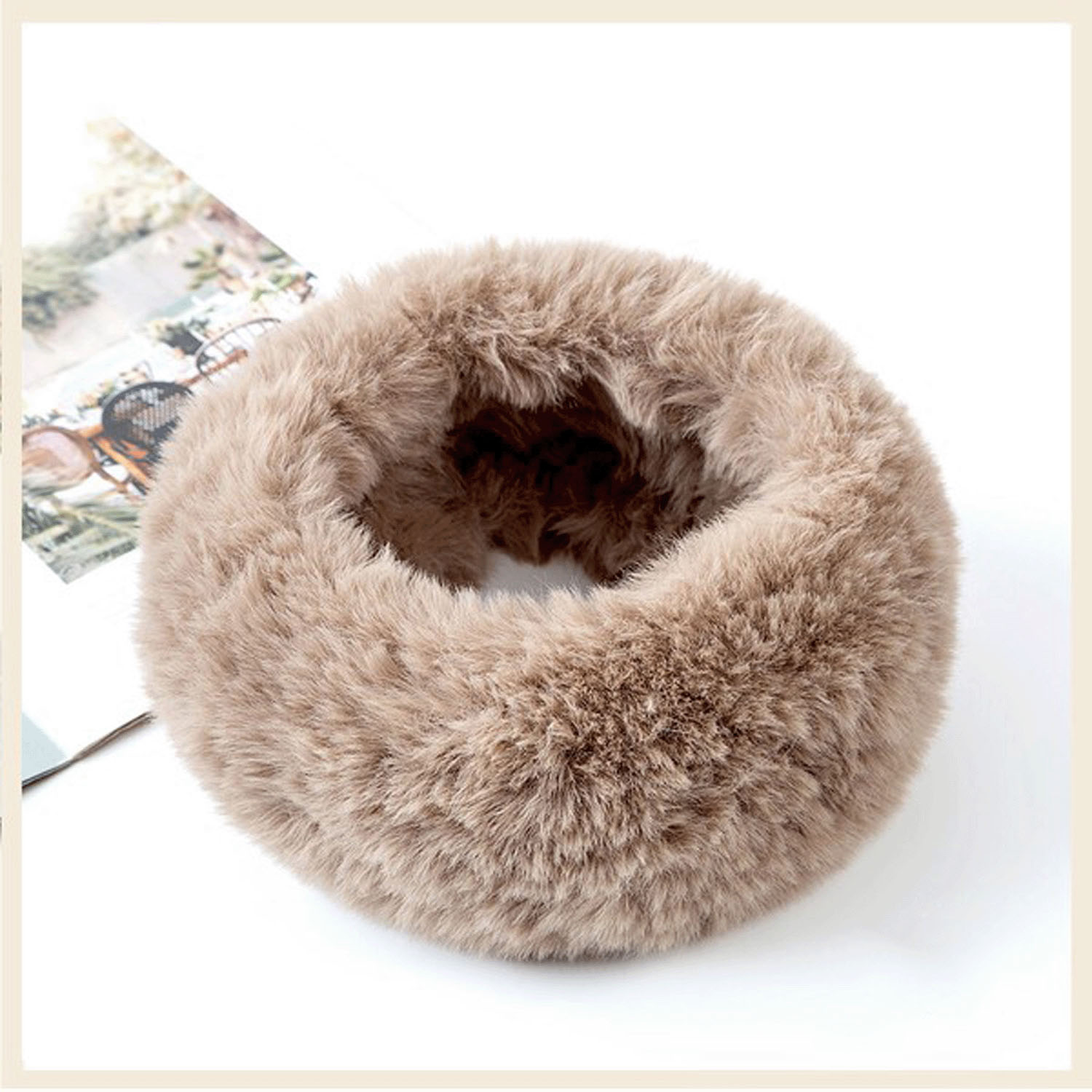 【チャコール、ベージュ終了】エコファースヌード - 画像7