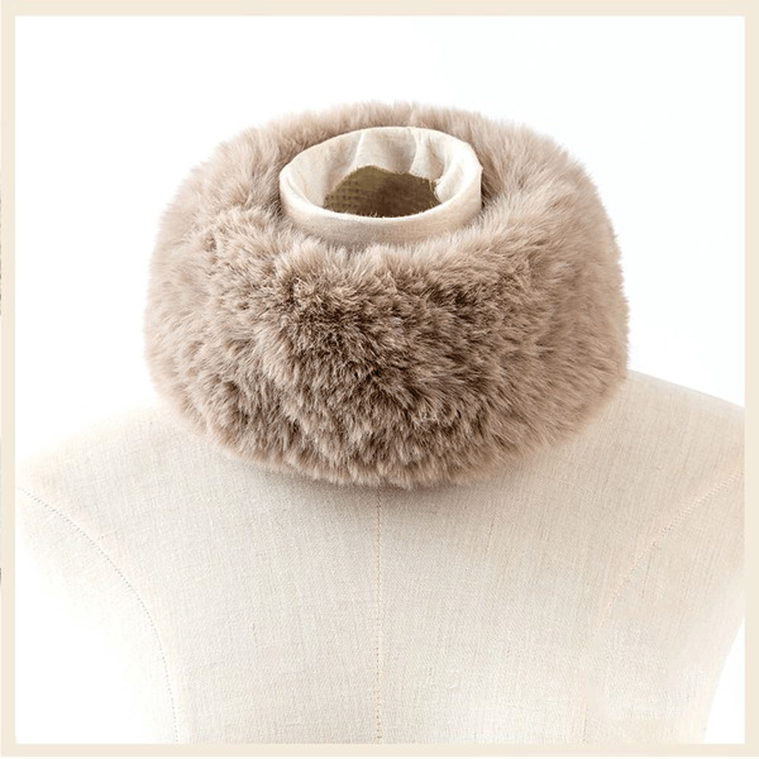 【チャコール、ベージュ終了】エコファースヌード