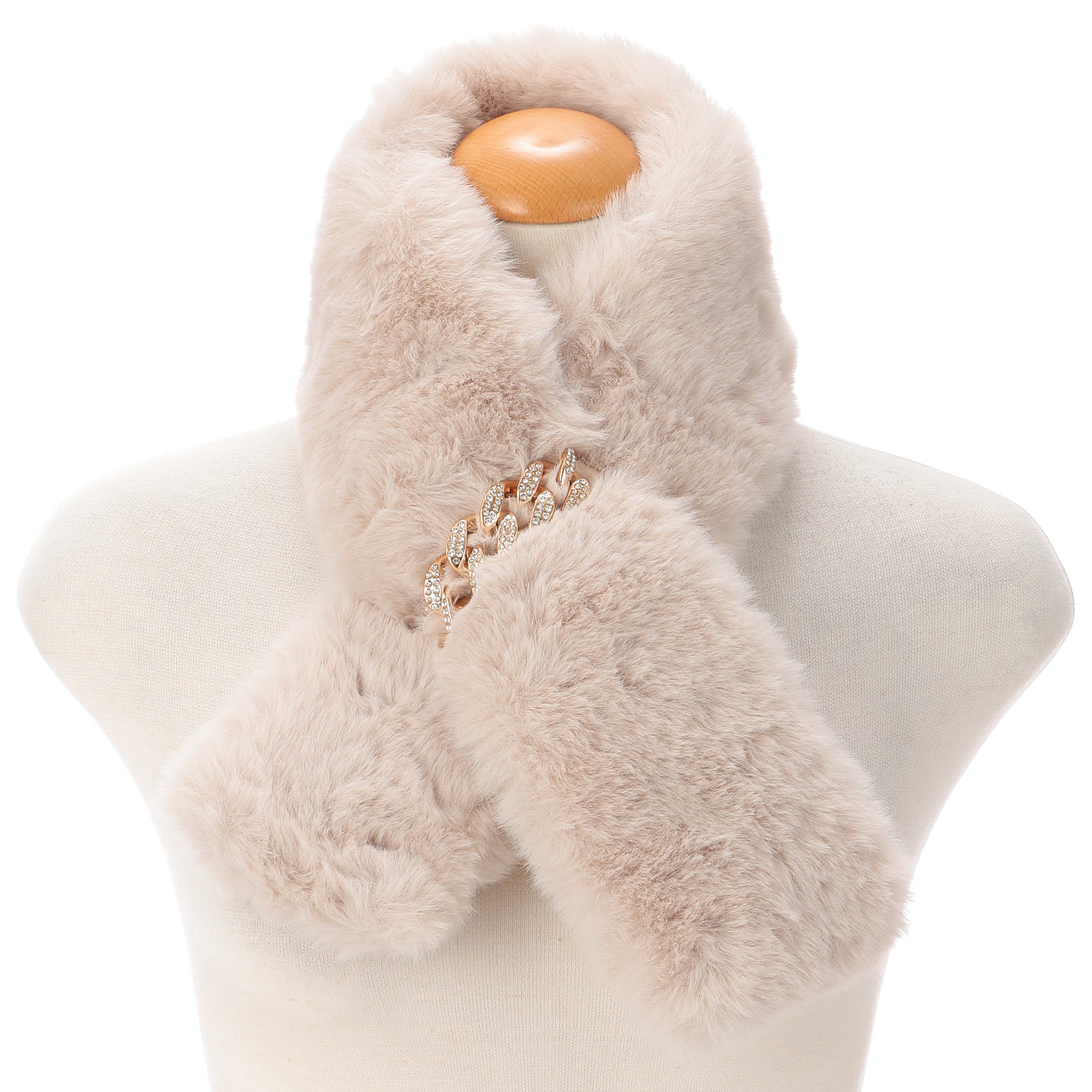 フェイクファーゴールドビジュー付きマフラー - 画像4