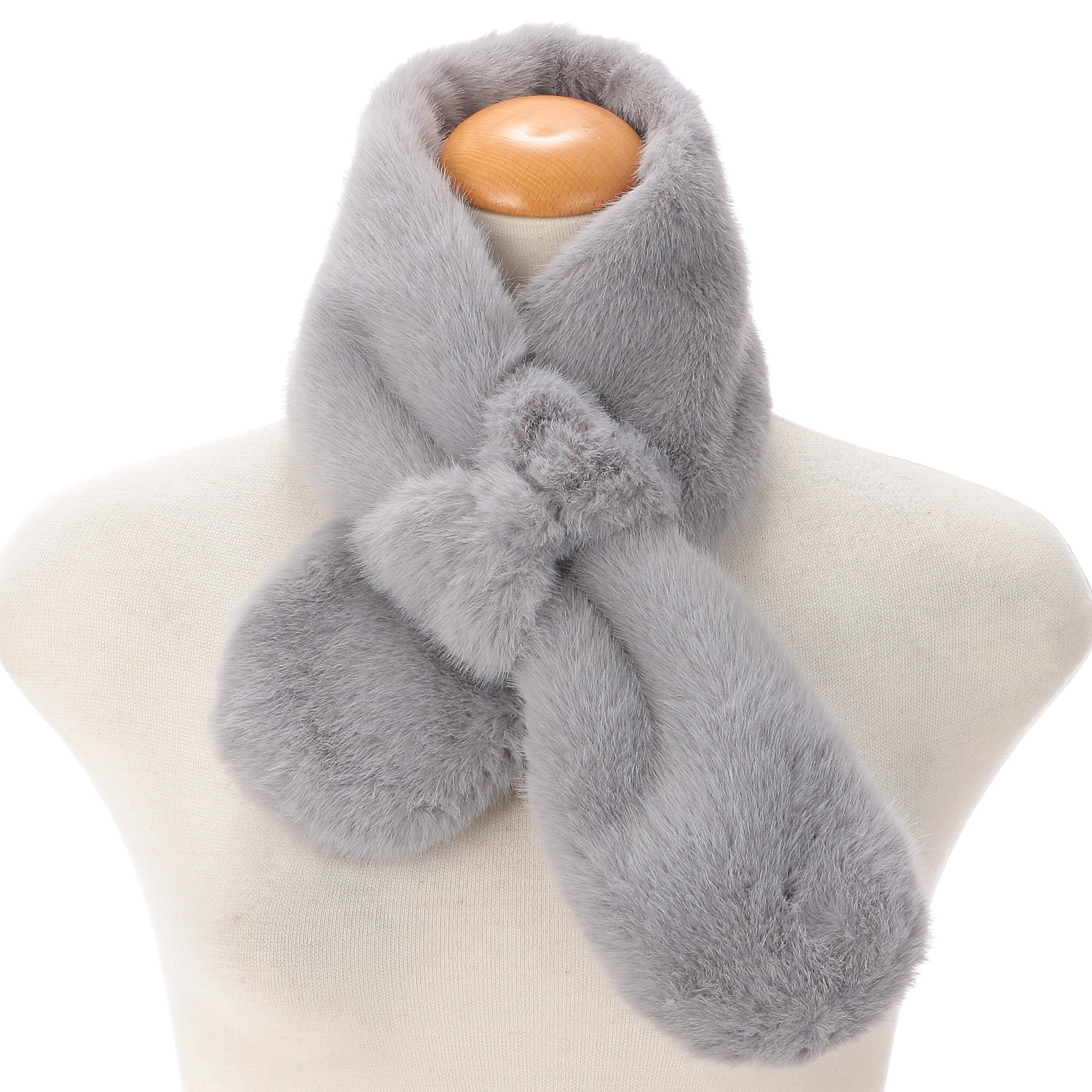 【ベージュ終了】エコファーリボンループティペット - 画像1