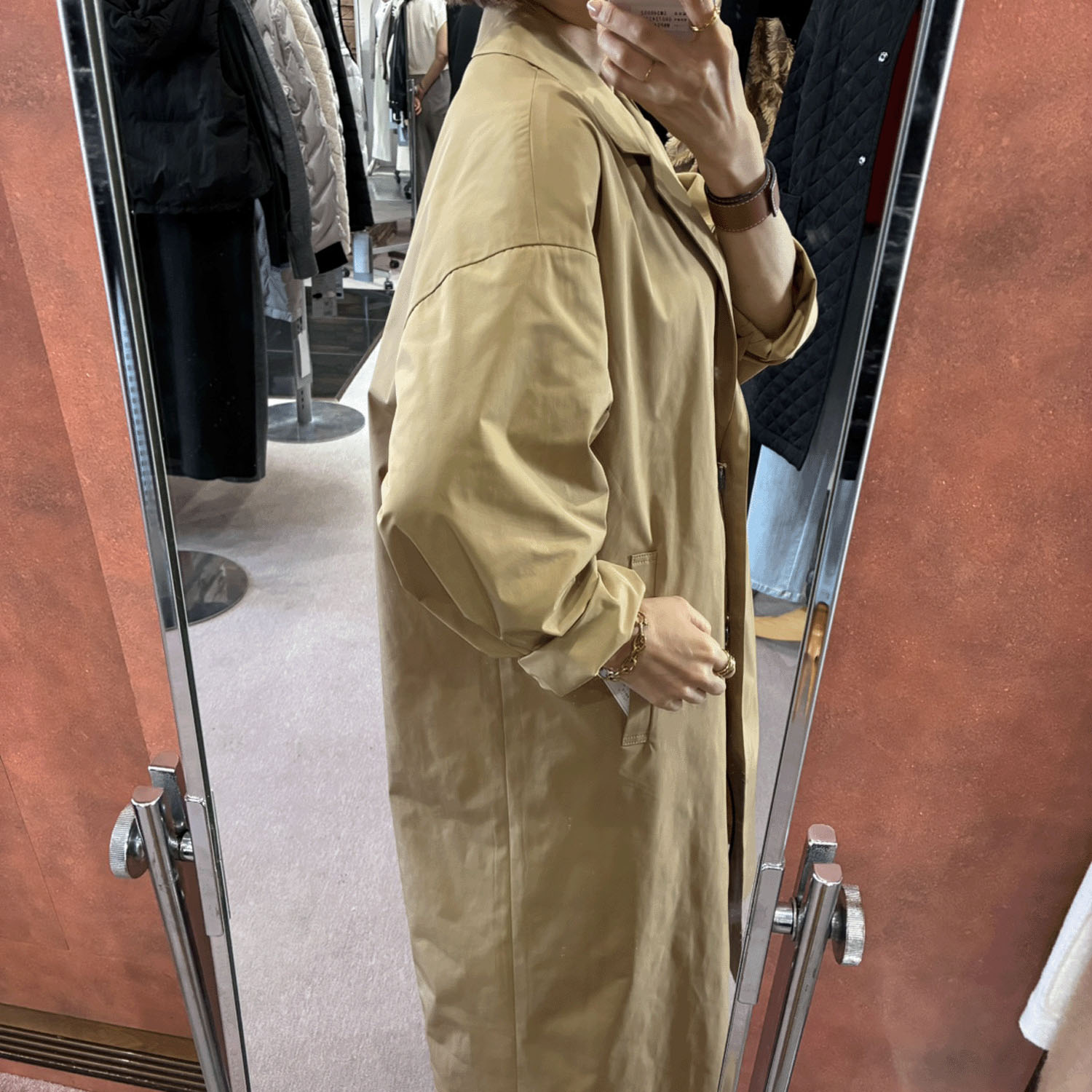 【InstaLive】一珠 NOUQUE 形状記憶タフタチェスターコート - 画像9