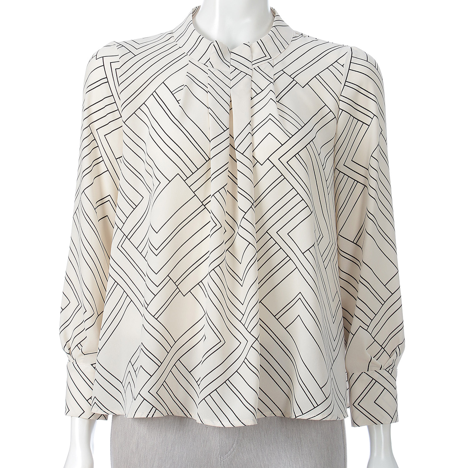 【Insta Live】一珠 KOKIA 幾何柄プリントスタンドブラウス - 画像5