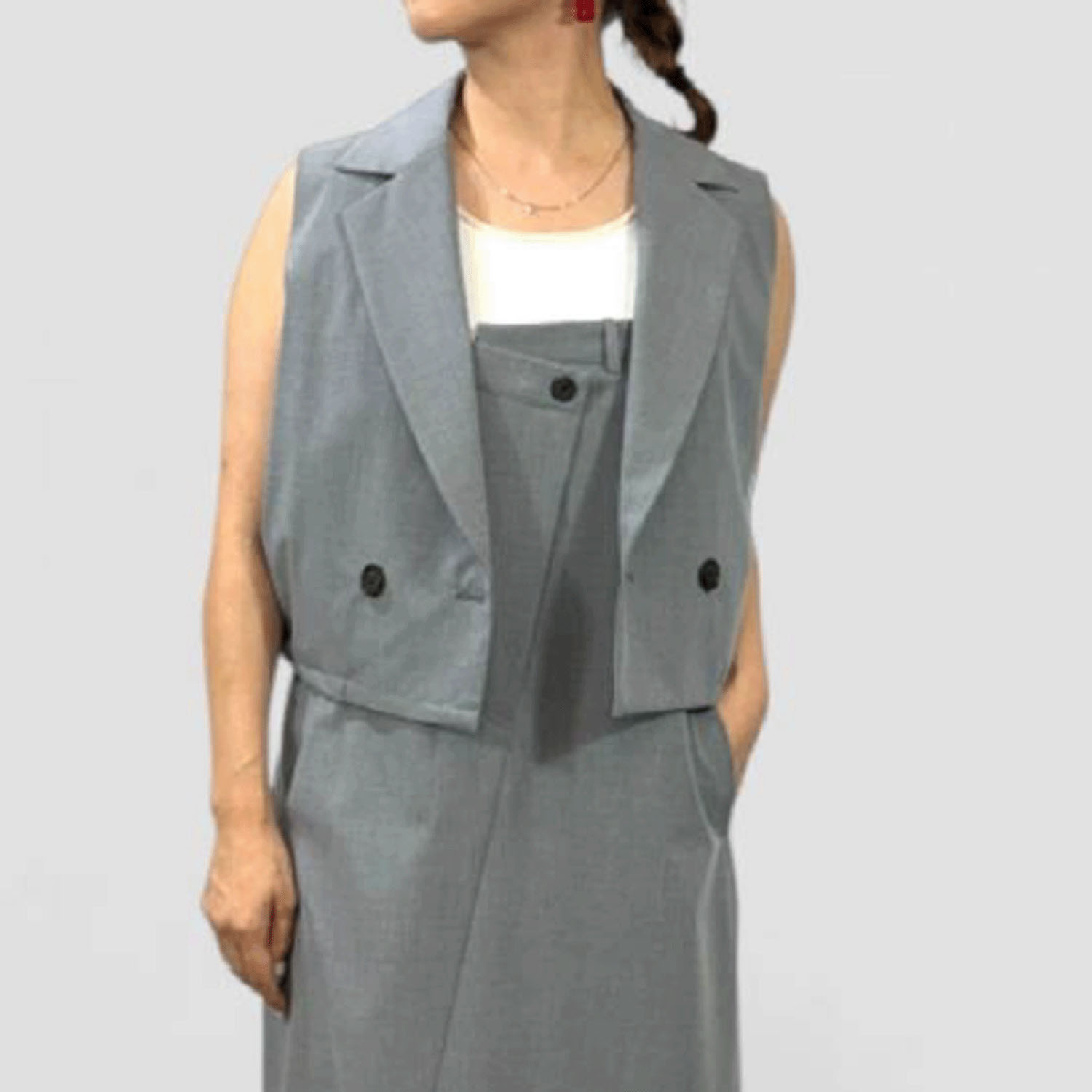 QTUME クロップドスリーブレスジャケット - 画像2