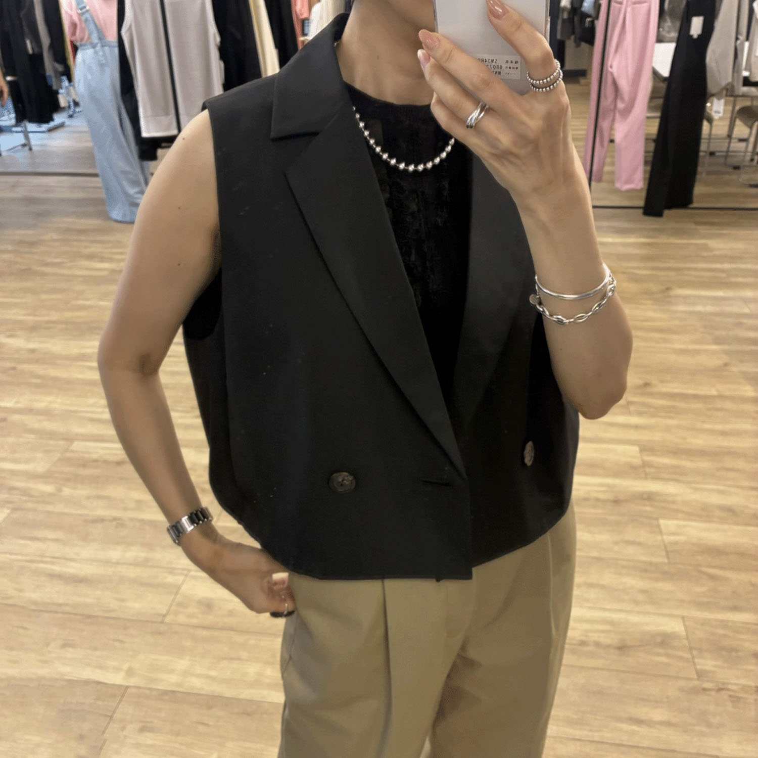 QTUME クロップドスリーブレスジャケット - 画像12