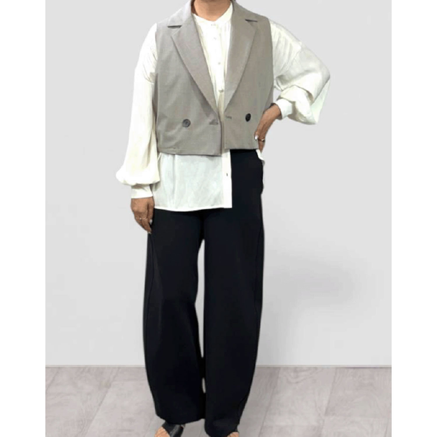 QTUME パール釦シャツ - 画像6