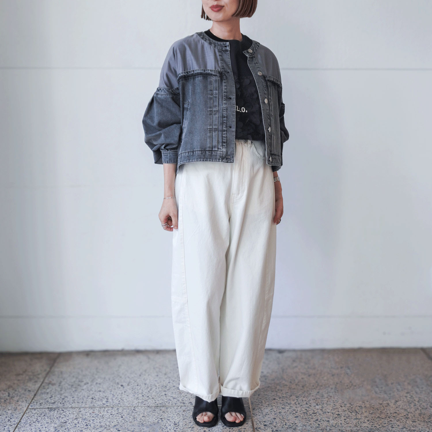 QTUME リメイク風デニムコンビジャケット - 画像4