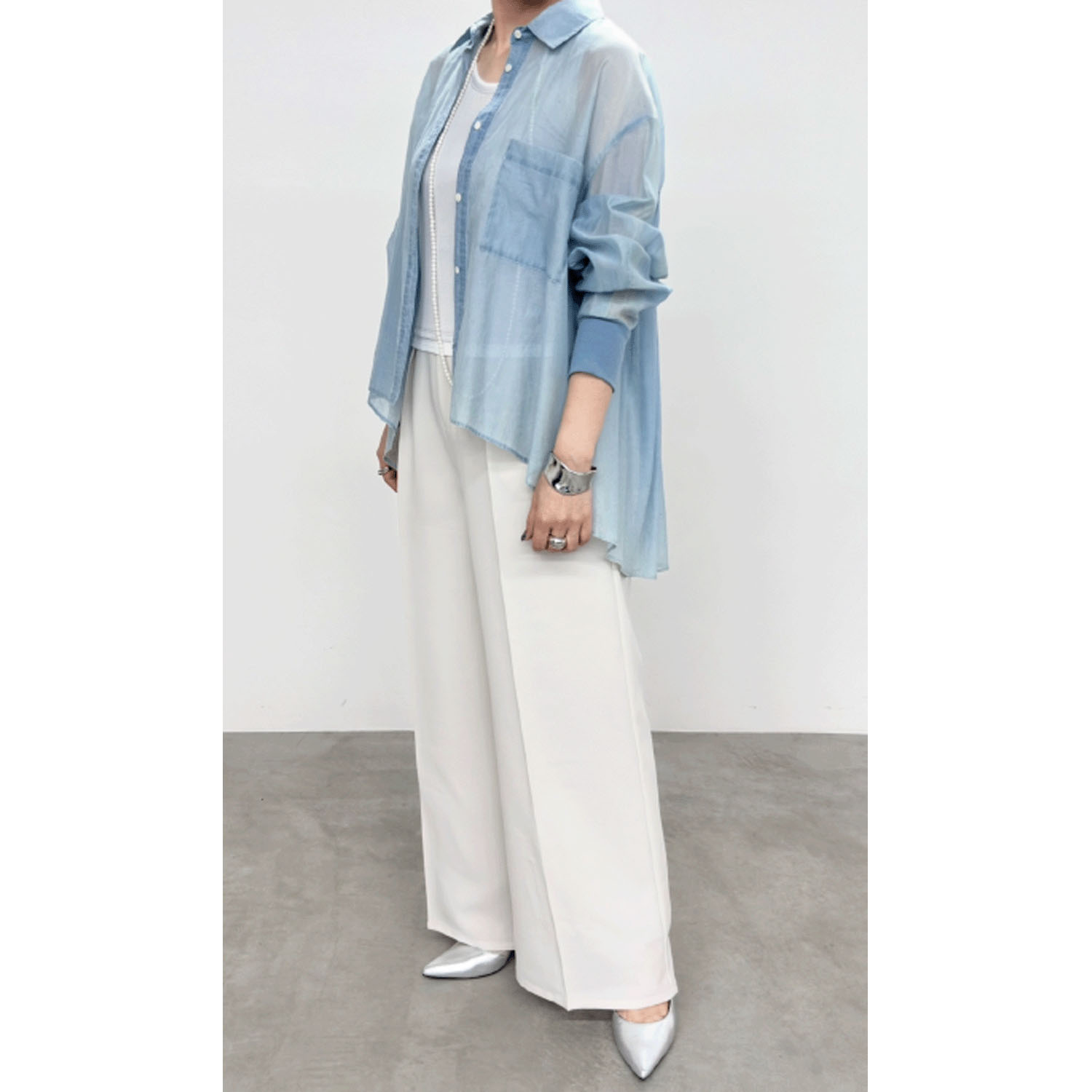 NUS シアーバックギャザーフレアシャツ - 画像12