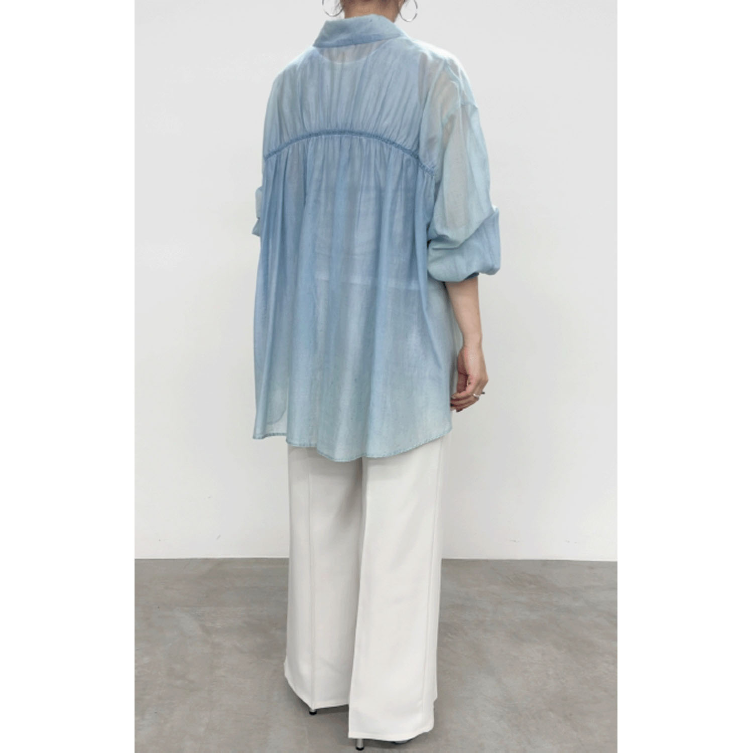 NUS シアーバックギャザーフレアシャツ - 画像13