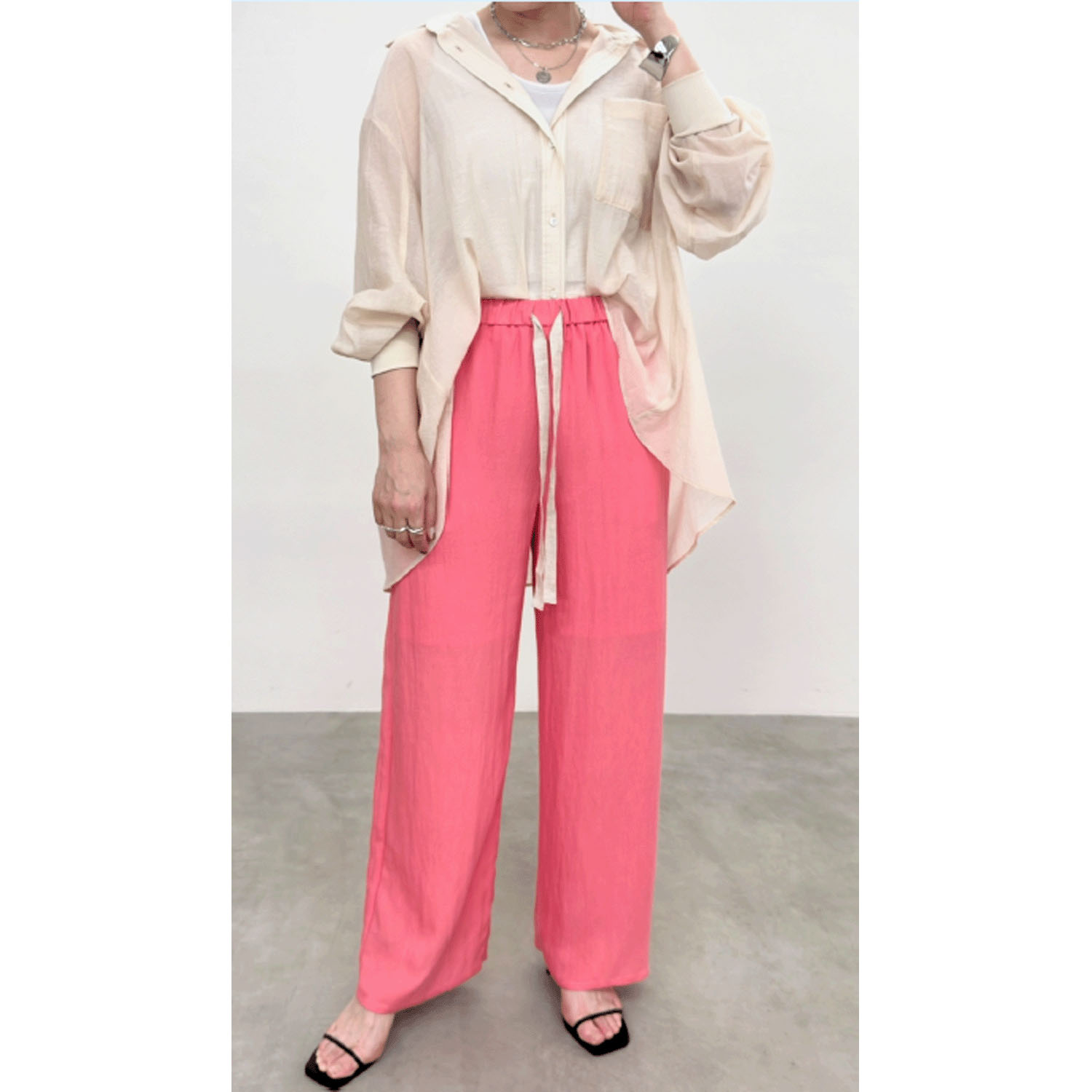 NUS シアーバックギャザーフレアシャツ - 画像6