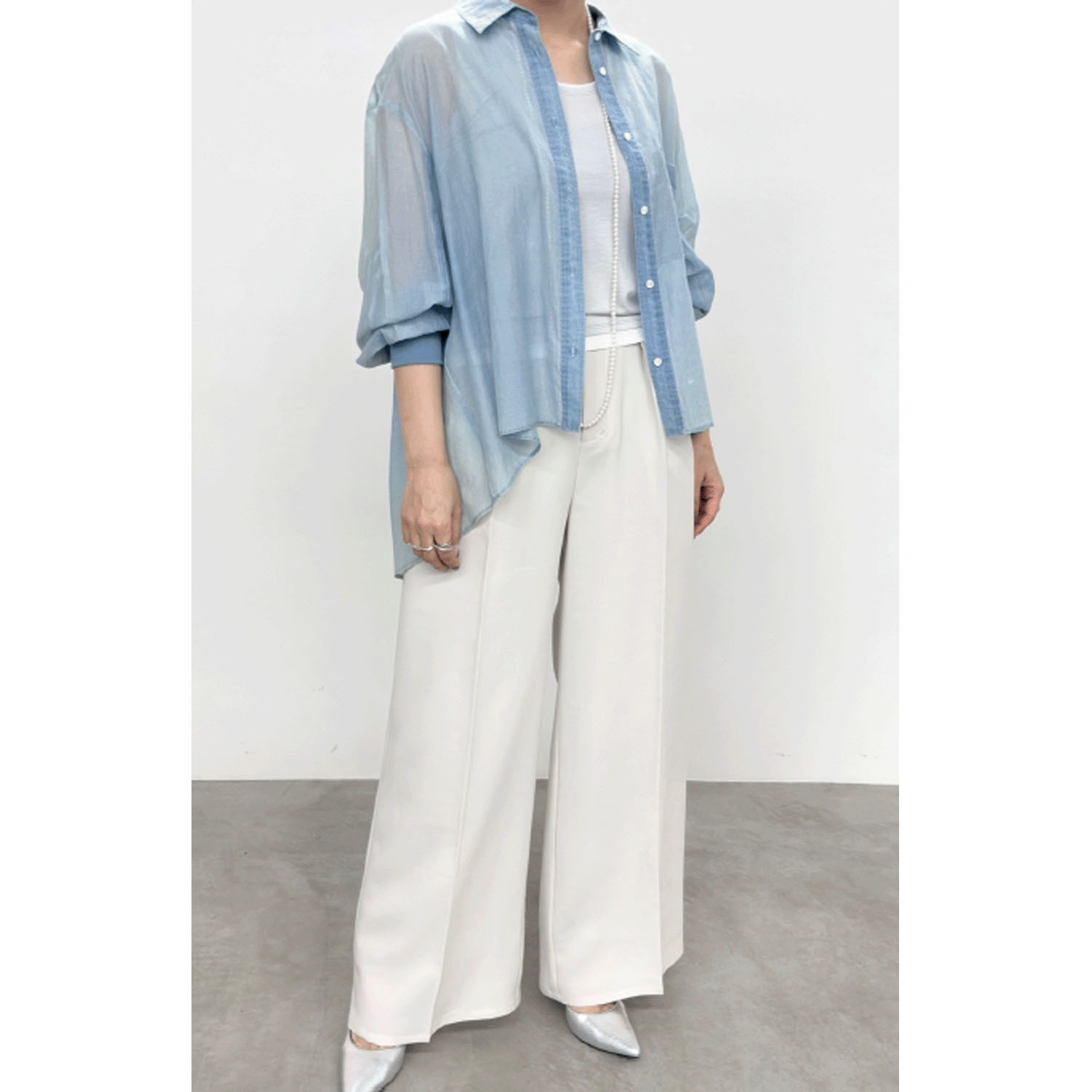 NUS シアーバックギャザーフレアシャツ - 画像10