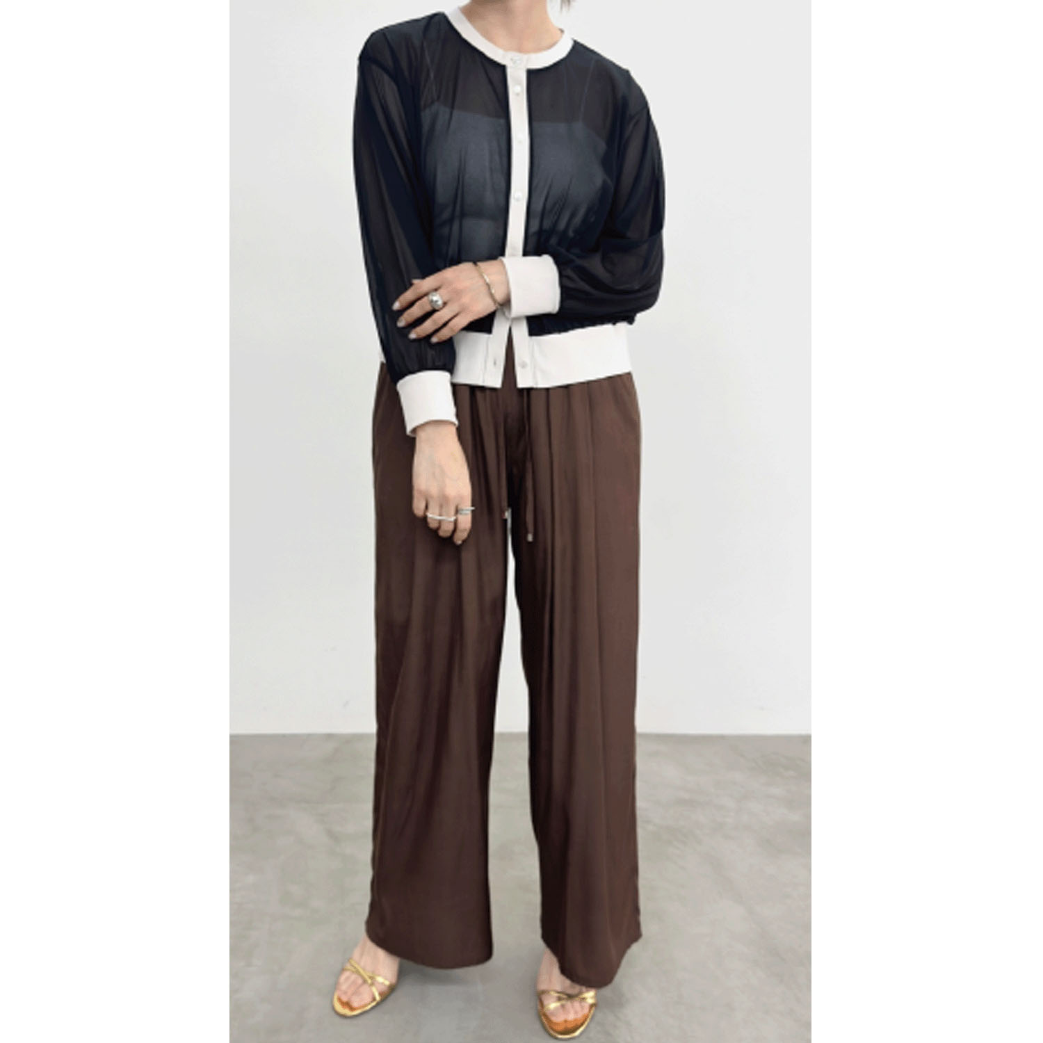 NUS バイカラーシアーカーディガン - 画像3