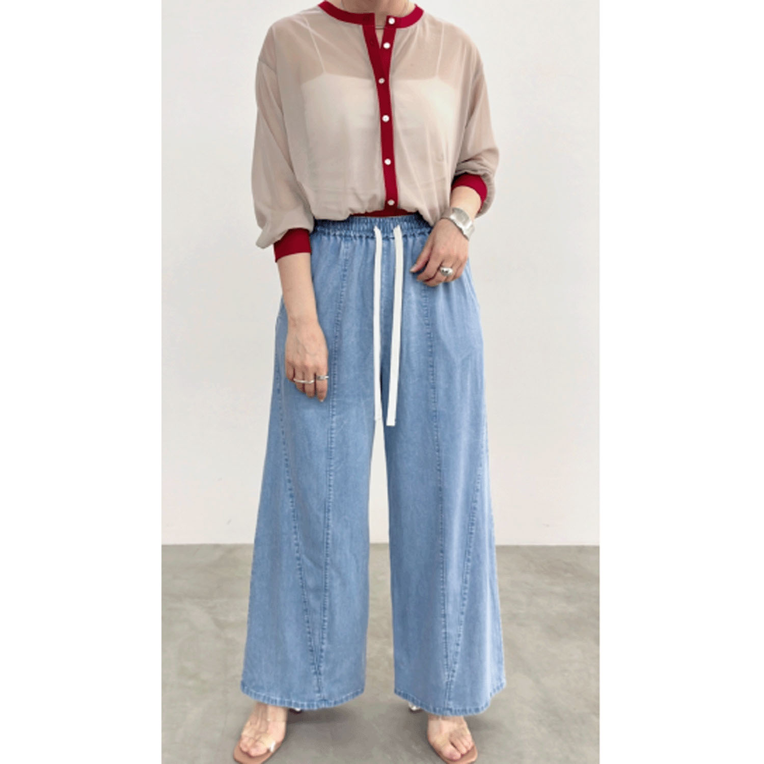 NUS バイカラーシアーカーディガン - 画像7