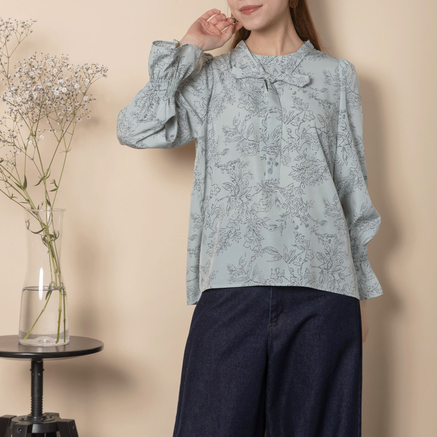 グラン山貴 プリントボウタイブラウス - 画像3