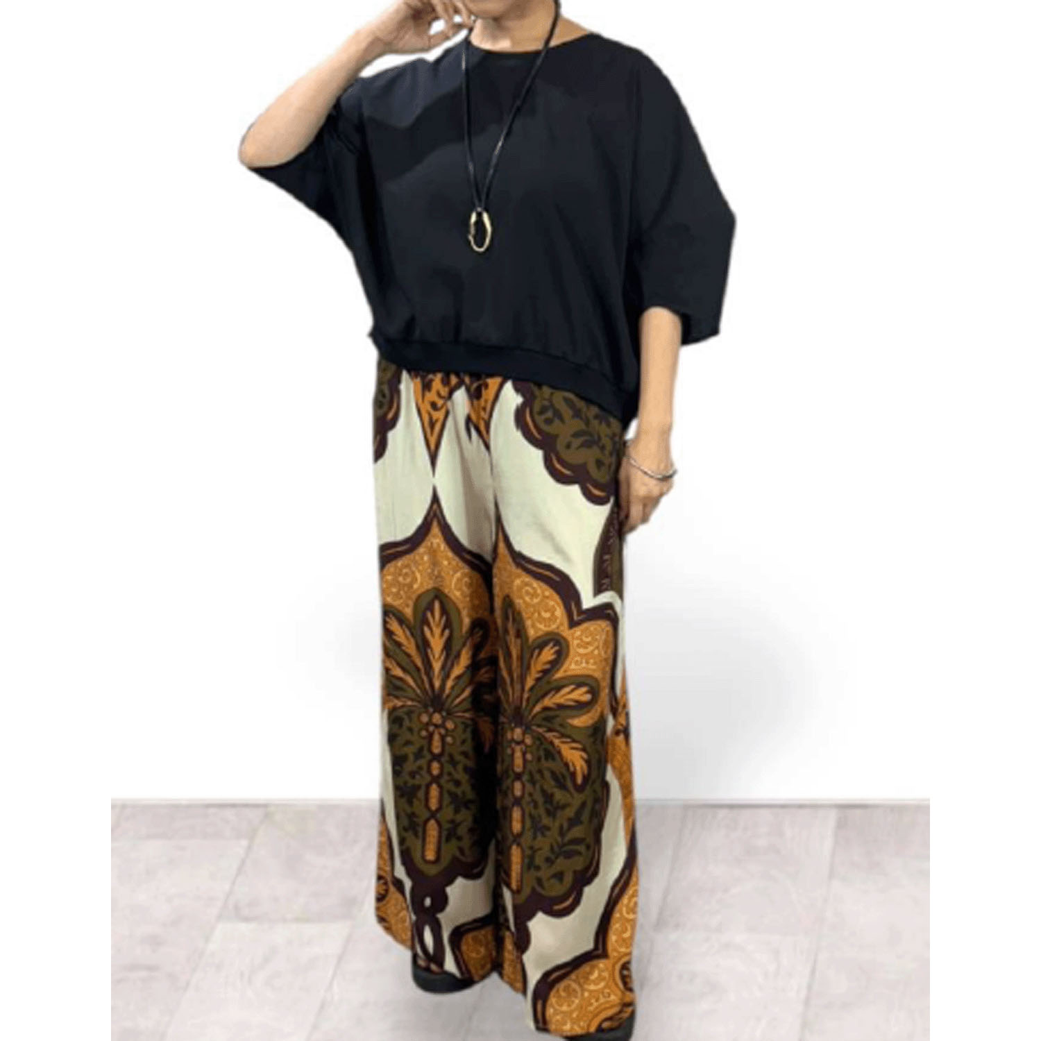 QTUME シルクリネンダマスクリラクシーワイドパンツ - 画像3