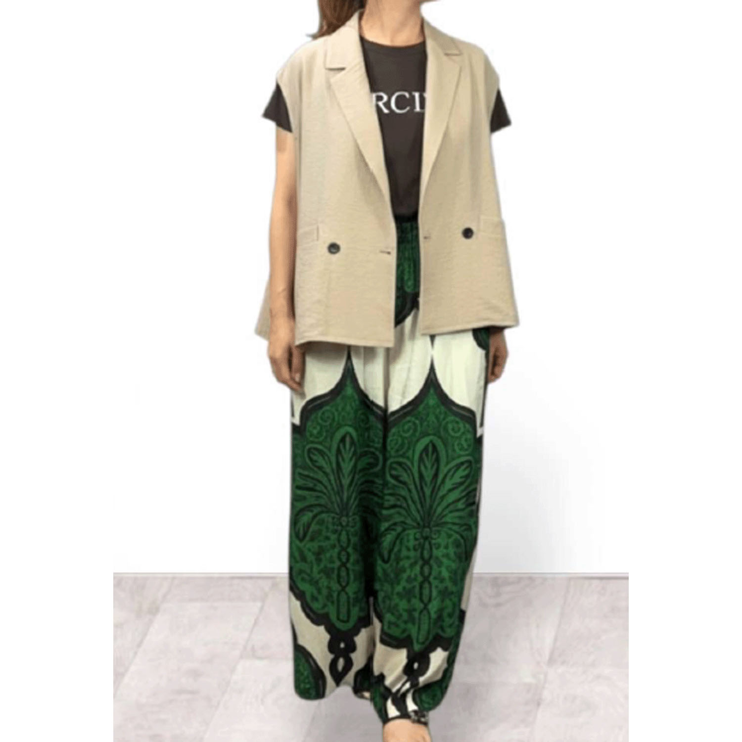 QTUME シルクリネンダマスクリラクシーワイドパンツ - 画像8