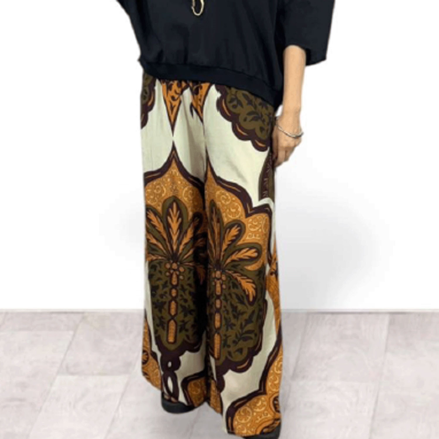 QTUME シルクリネンダマスクリラクシーワイドパンツ - 画像1