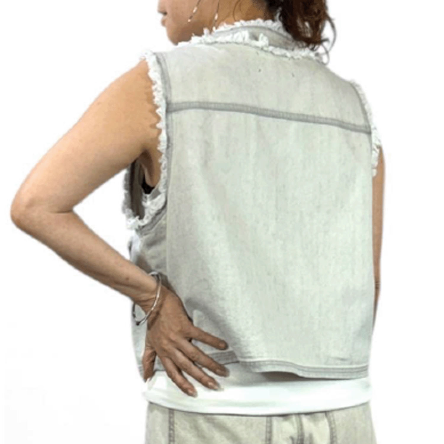 QTUME DENIMパールフリンジベスト - 画像10