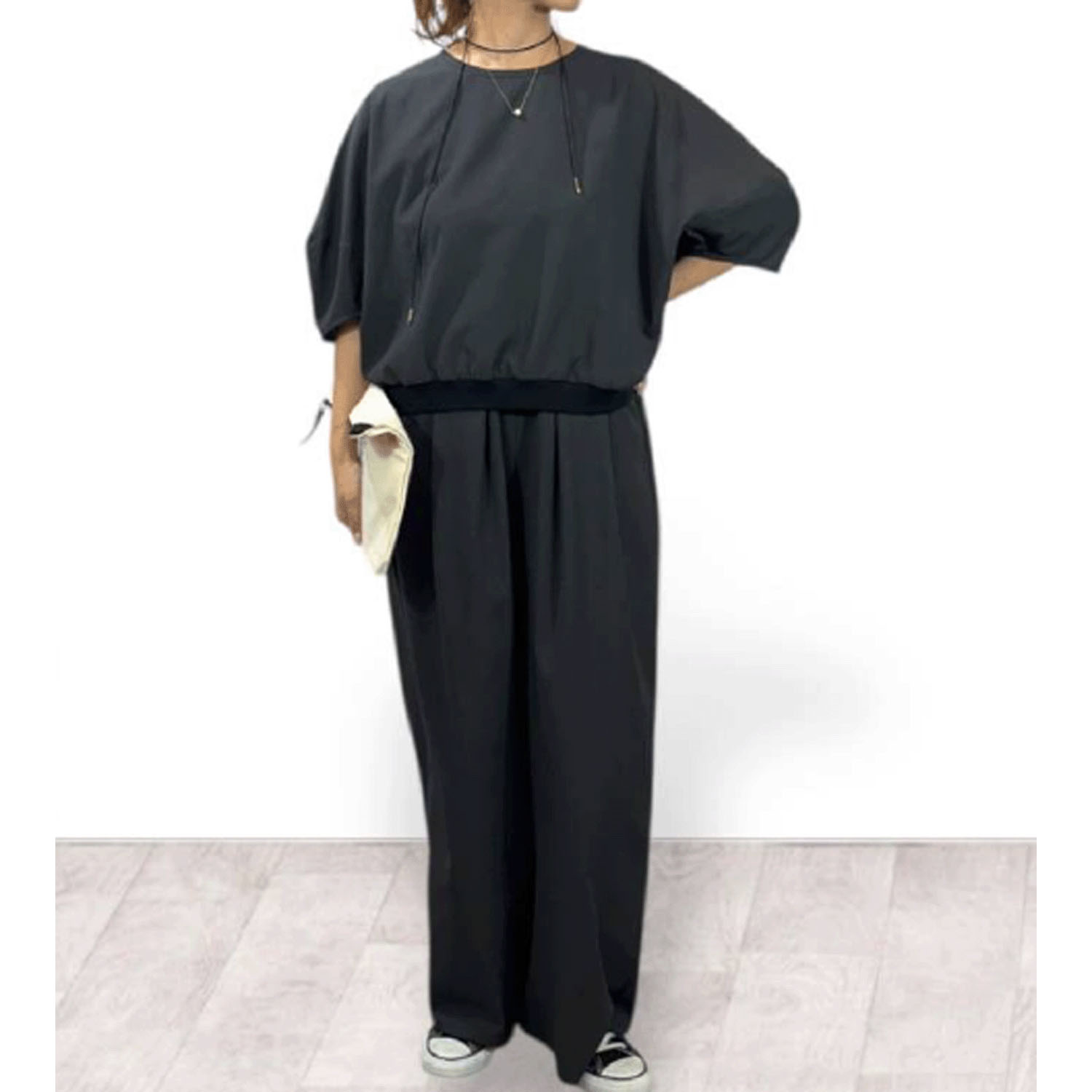 QTUME AIRUNOエアルノ dry crape フォルムTシャツ - 画像3