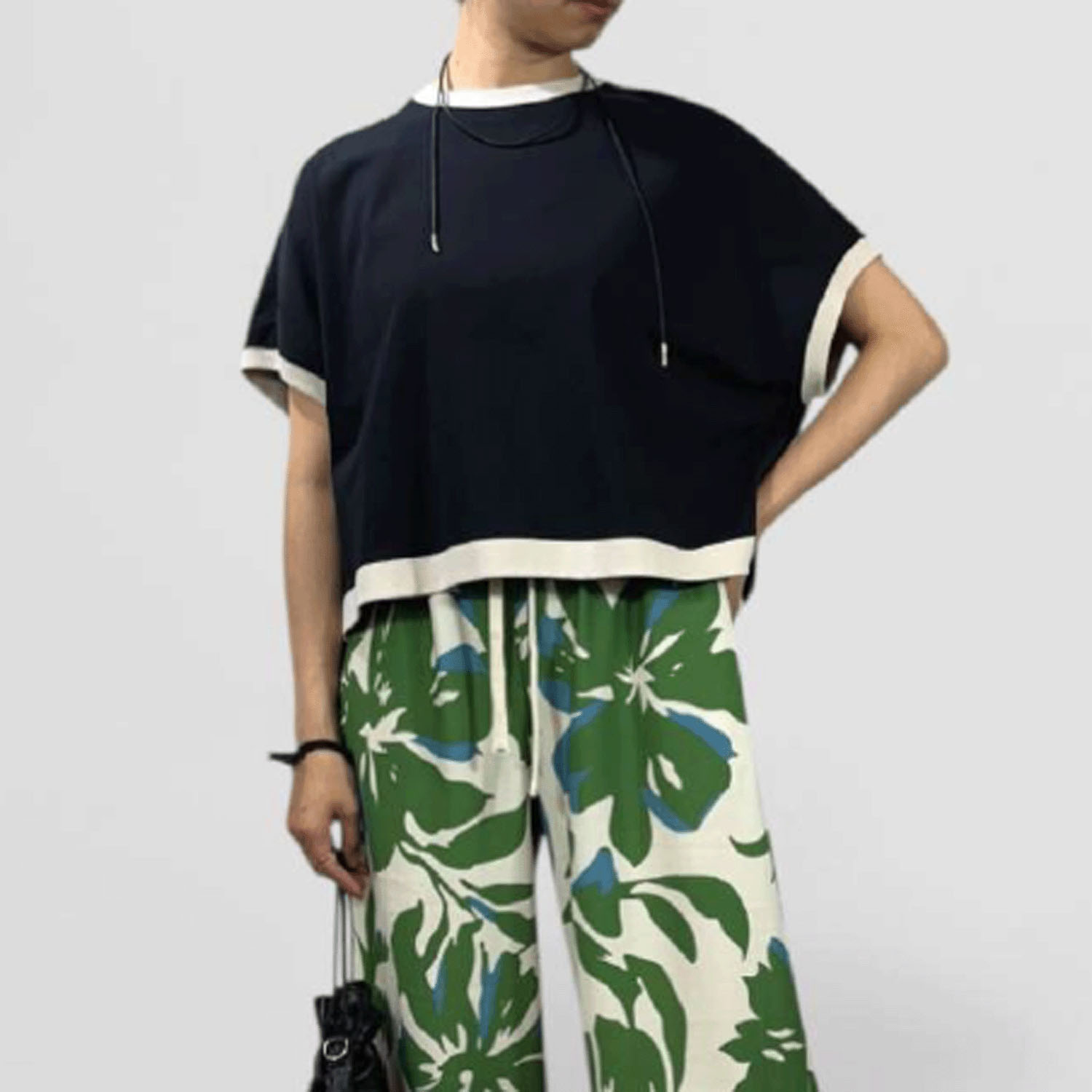 QTUME バイカラー細リブT - 画像2