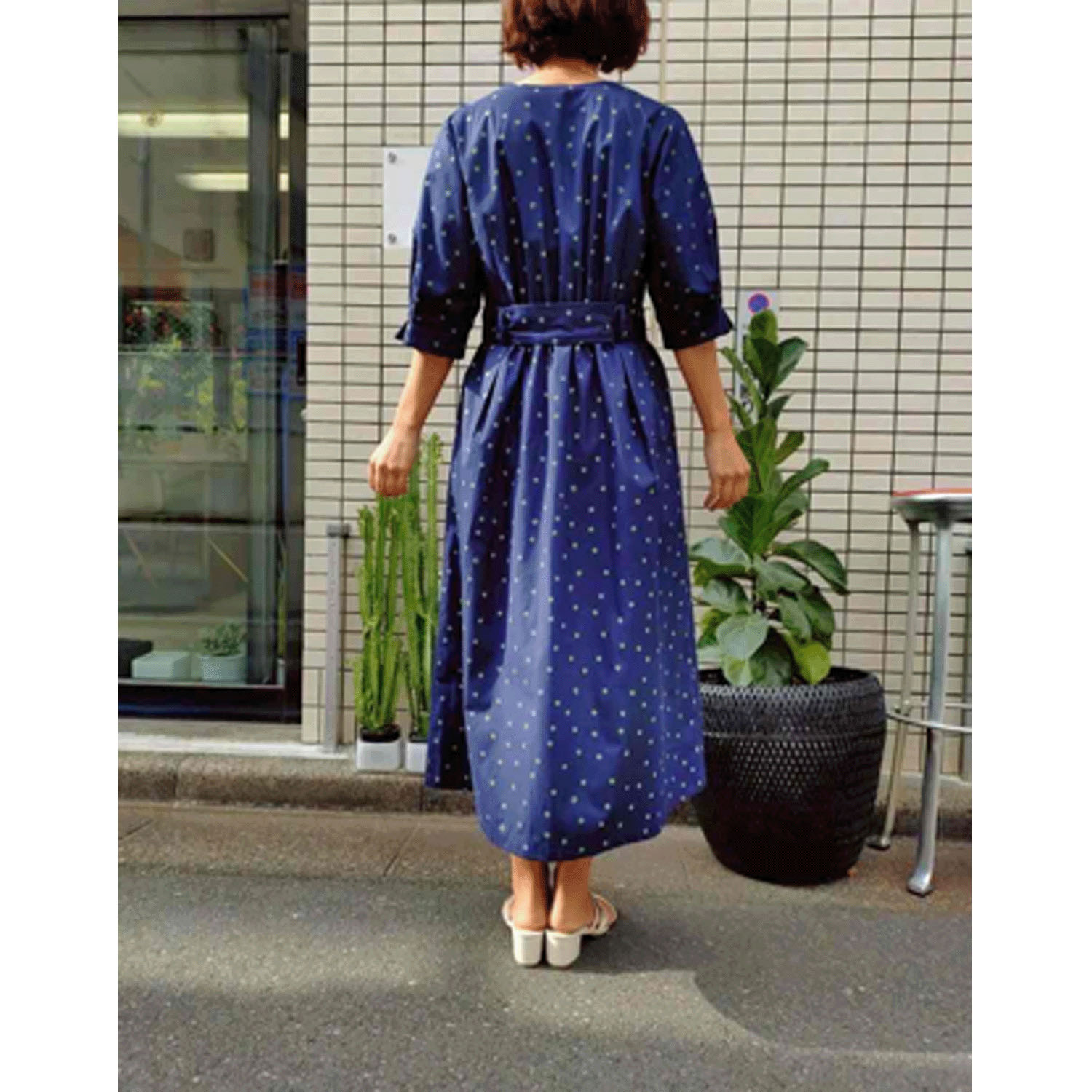 Doubleface Tokyo 水玉オープンカラーリボン付きワンピース - 画像3